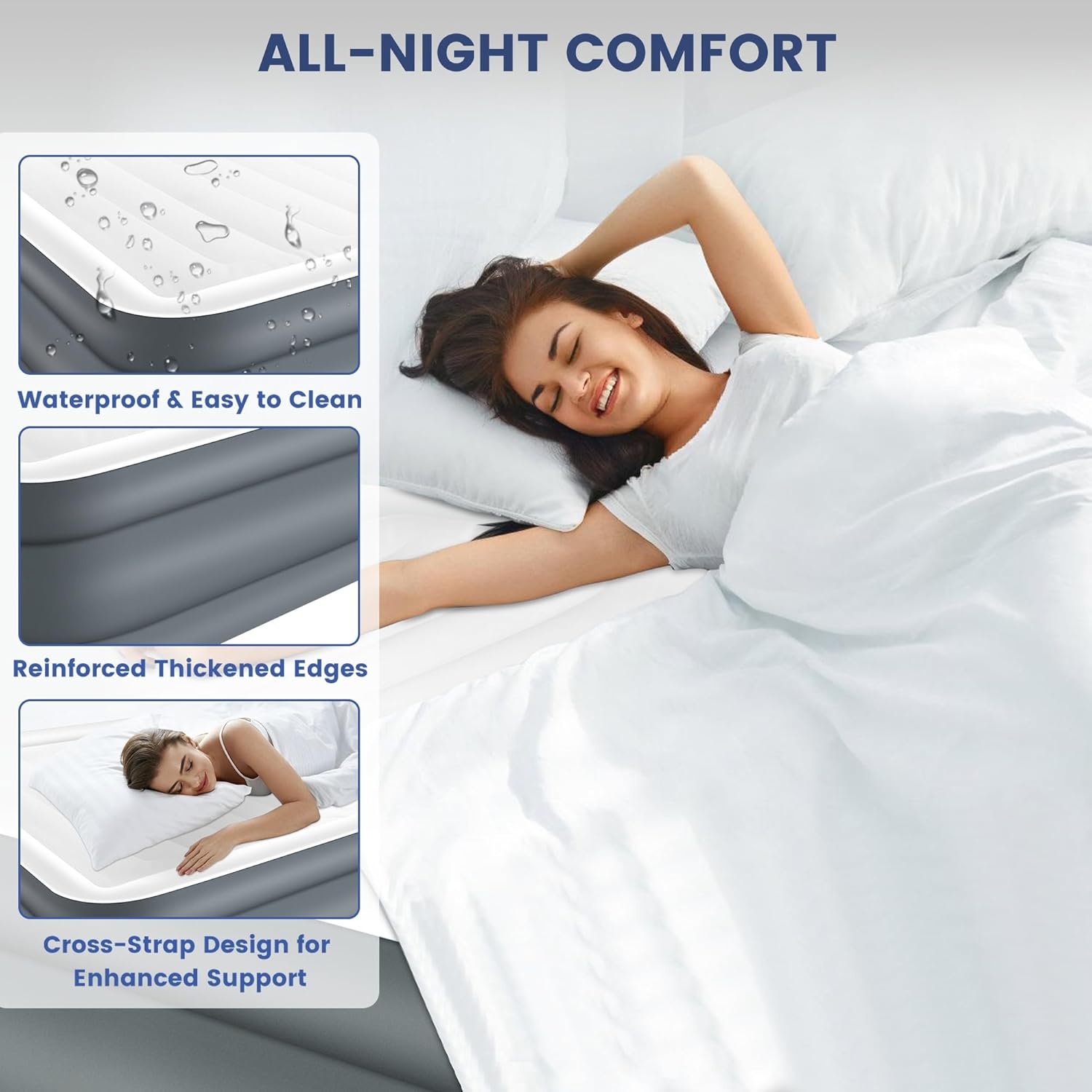 LunaDream Eclipse Series Queen Air Mattress with USB Pump 1
