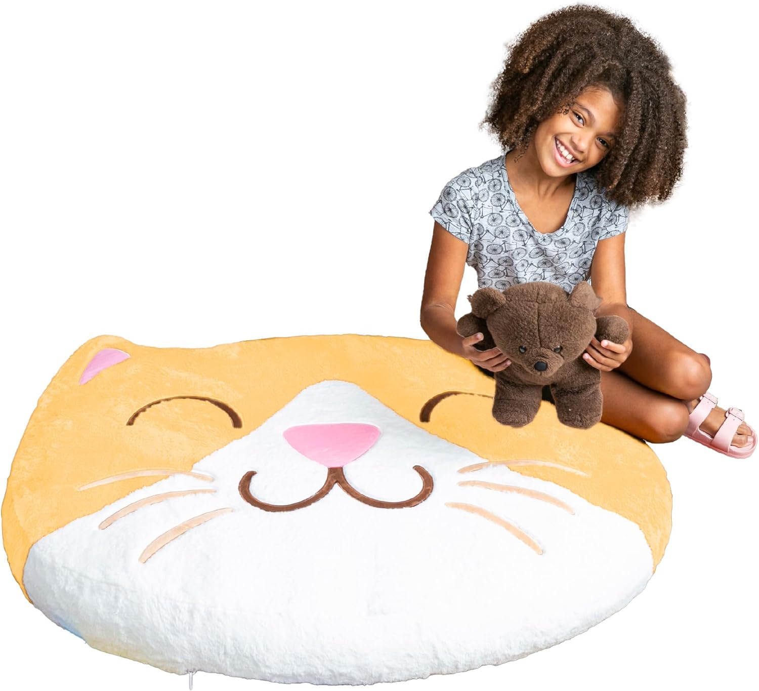 BigMouth Kitten Inflatable Floor Pillow - Soft Plush for Kids