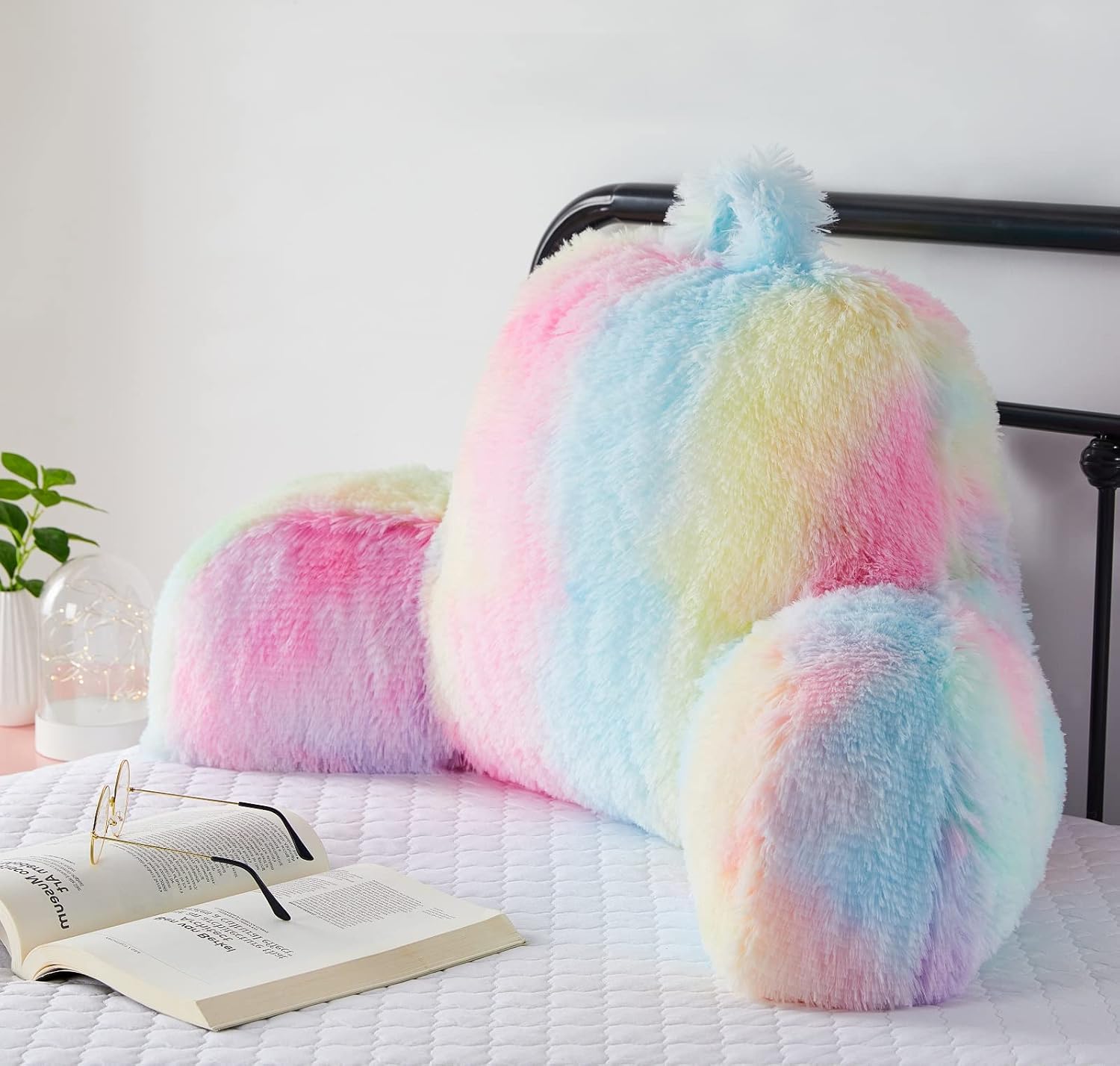 Fluffy Faux Fur Backrest Pillow for Kids and Teens