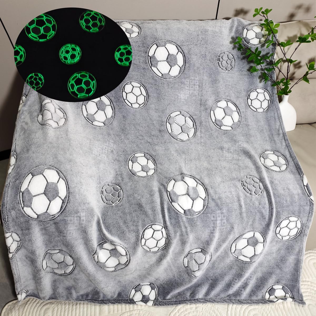 Sviuse Glow in The Dark Soccer Throw Blanket 1