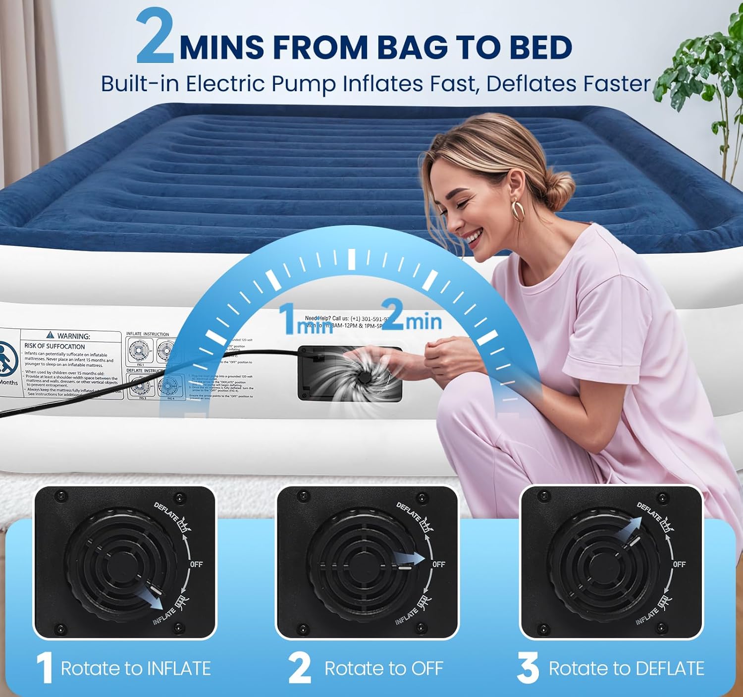 KINGJERRY Twin XL Air Mattress with Built-in Pump
