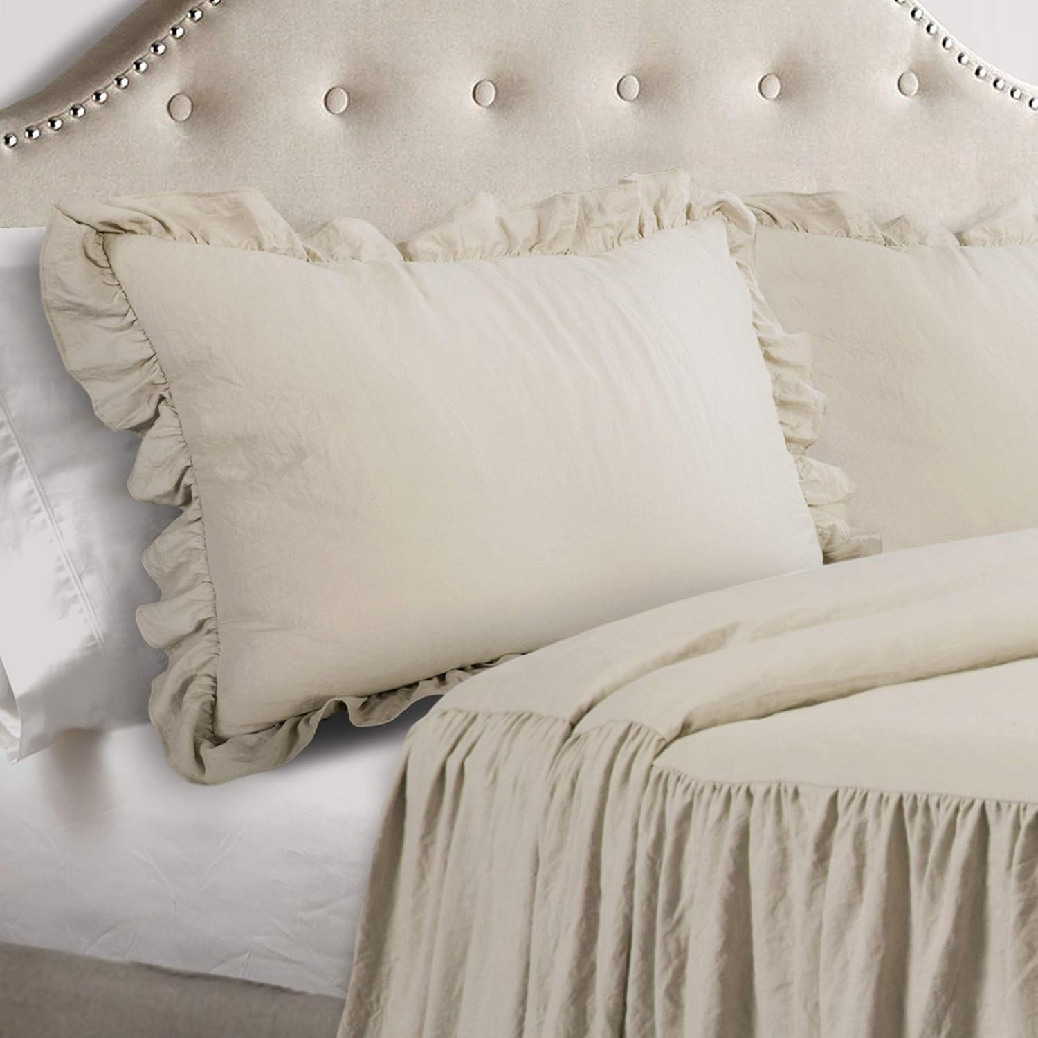 Lush Decor Ruffle Skirt Bedspread Set - King Neutral