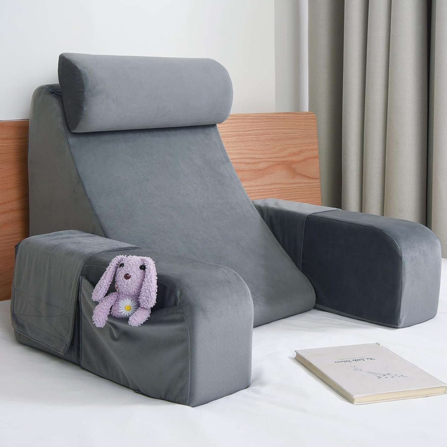 ENITYA Reading Pillow for Kids Teens Adults Grey