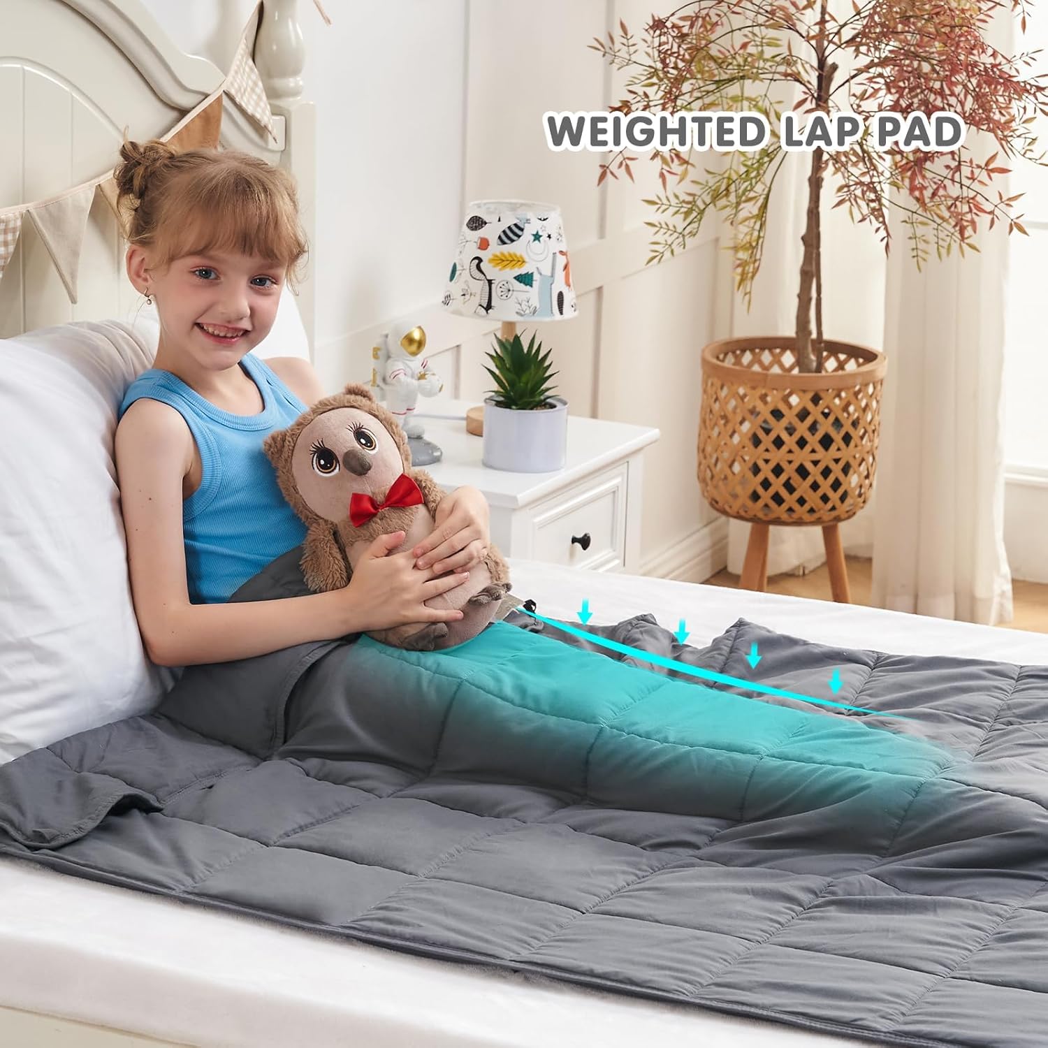 Yescool 5 Pound Cooling Weighted Blanket for Kids Grey 36x48