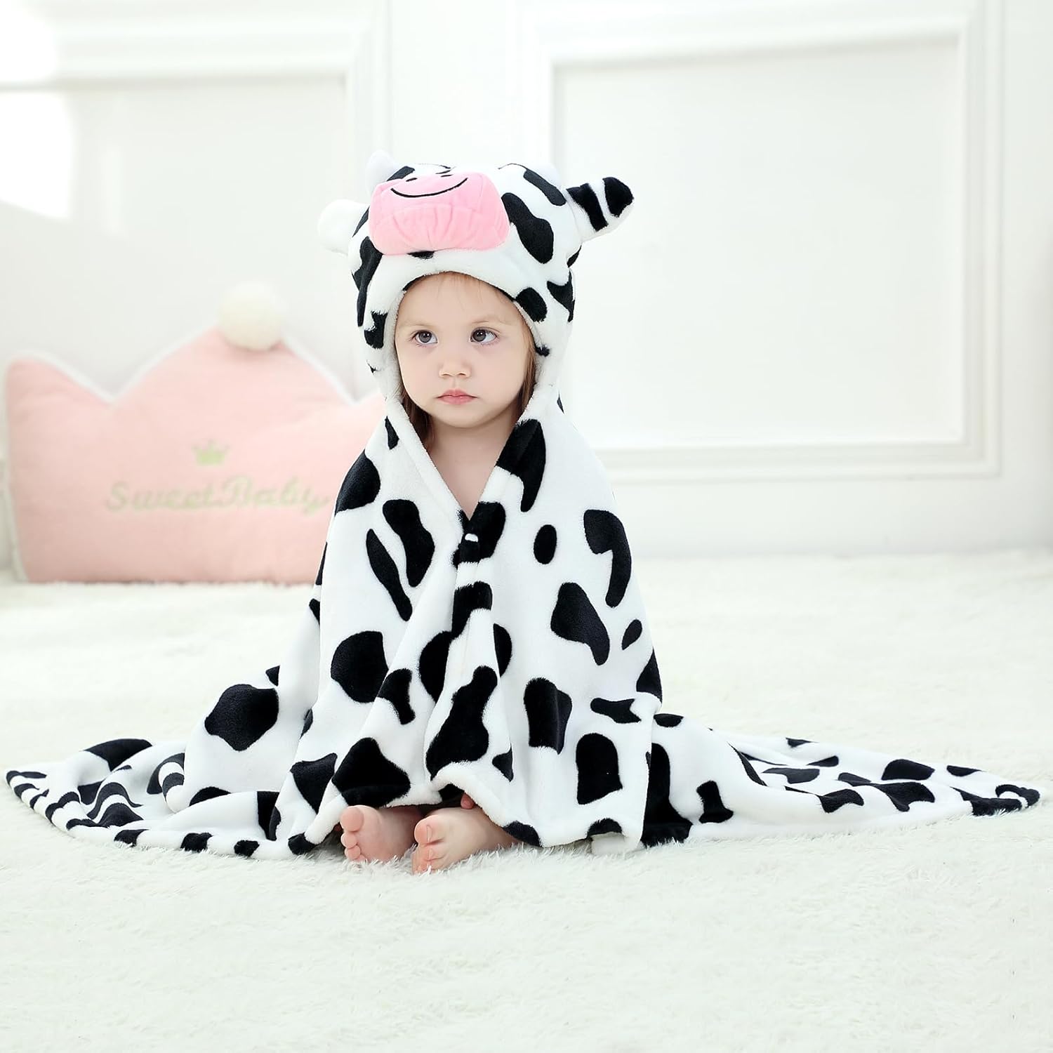 Arkwida Baby Hooded Towel with Hood Flannel Blanket for Kids