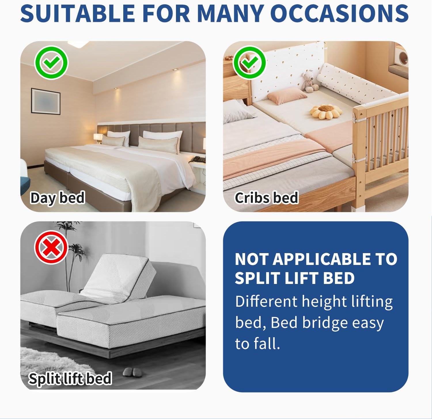 Limthe Bed Bridge Twin XL to King Converter with Washable Cover