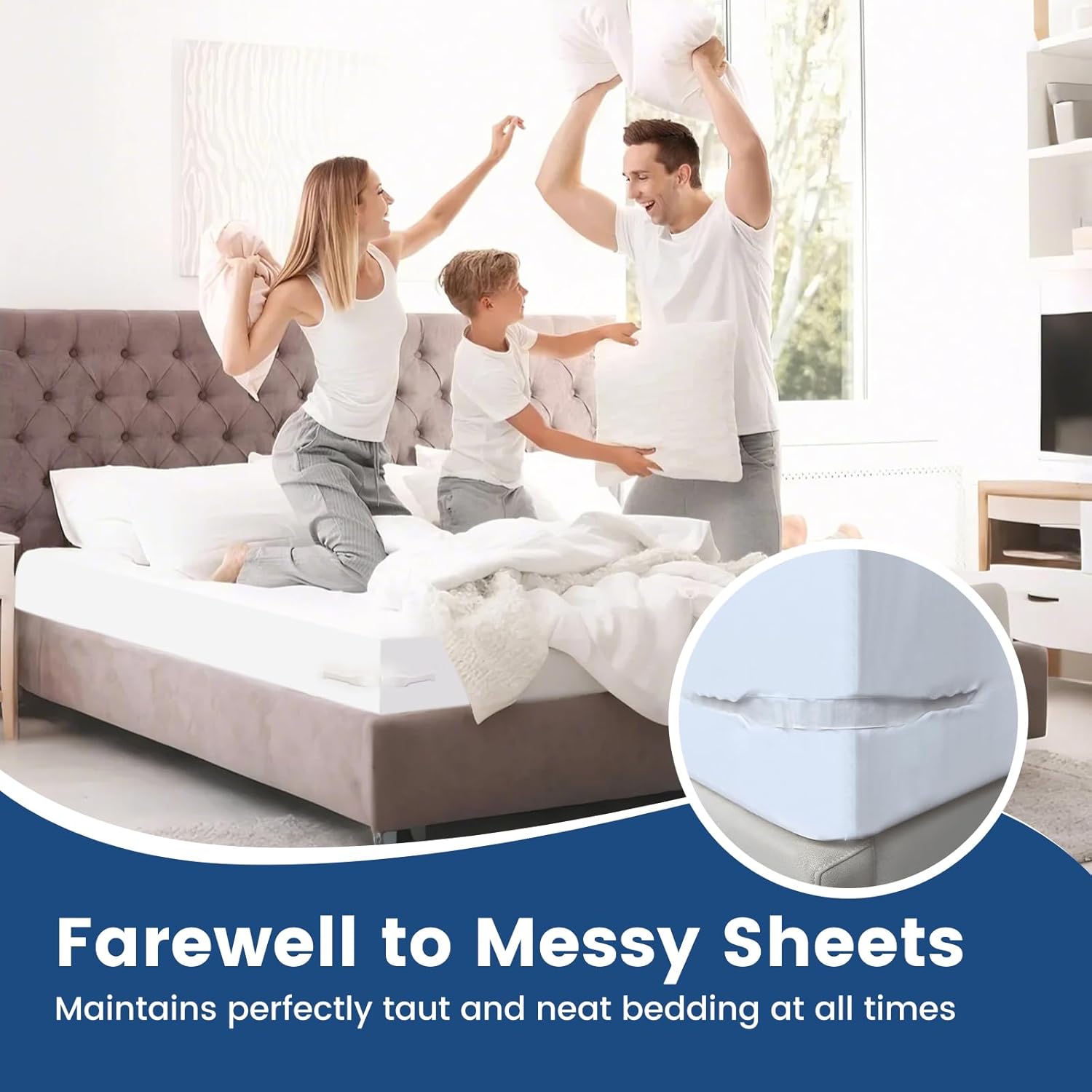 Yikorqu 4PCS Bed Sheet Holders for Corners - Gray