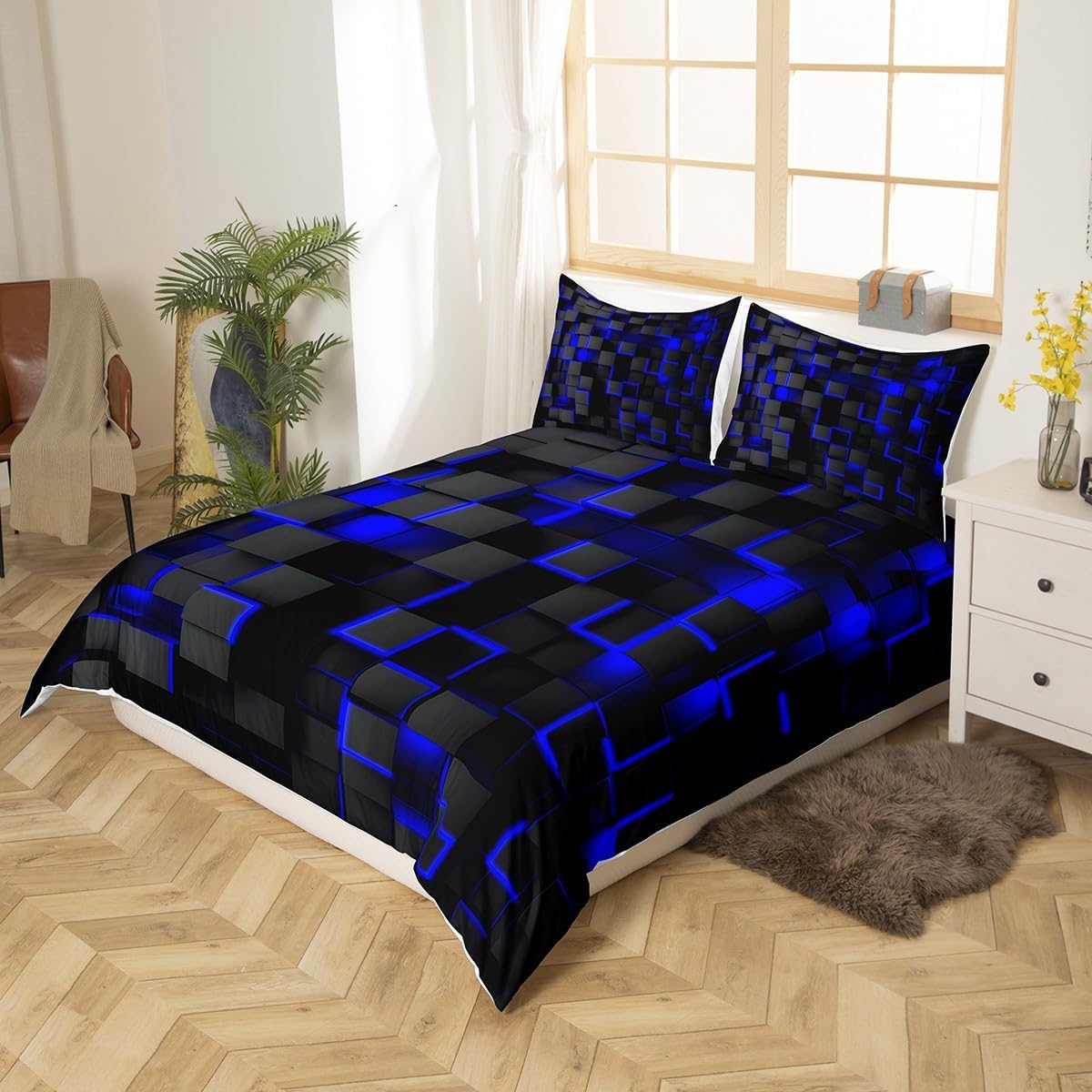 Feelyou Duvet Cover Set with Blue Black 3D Print Design