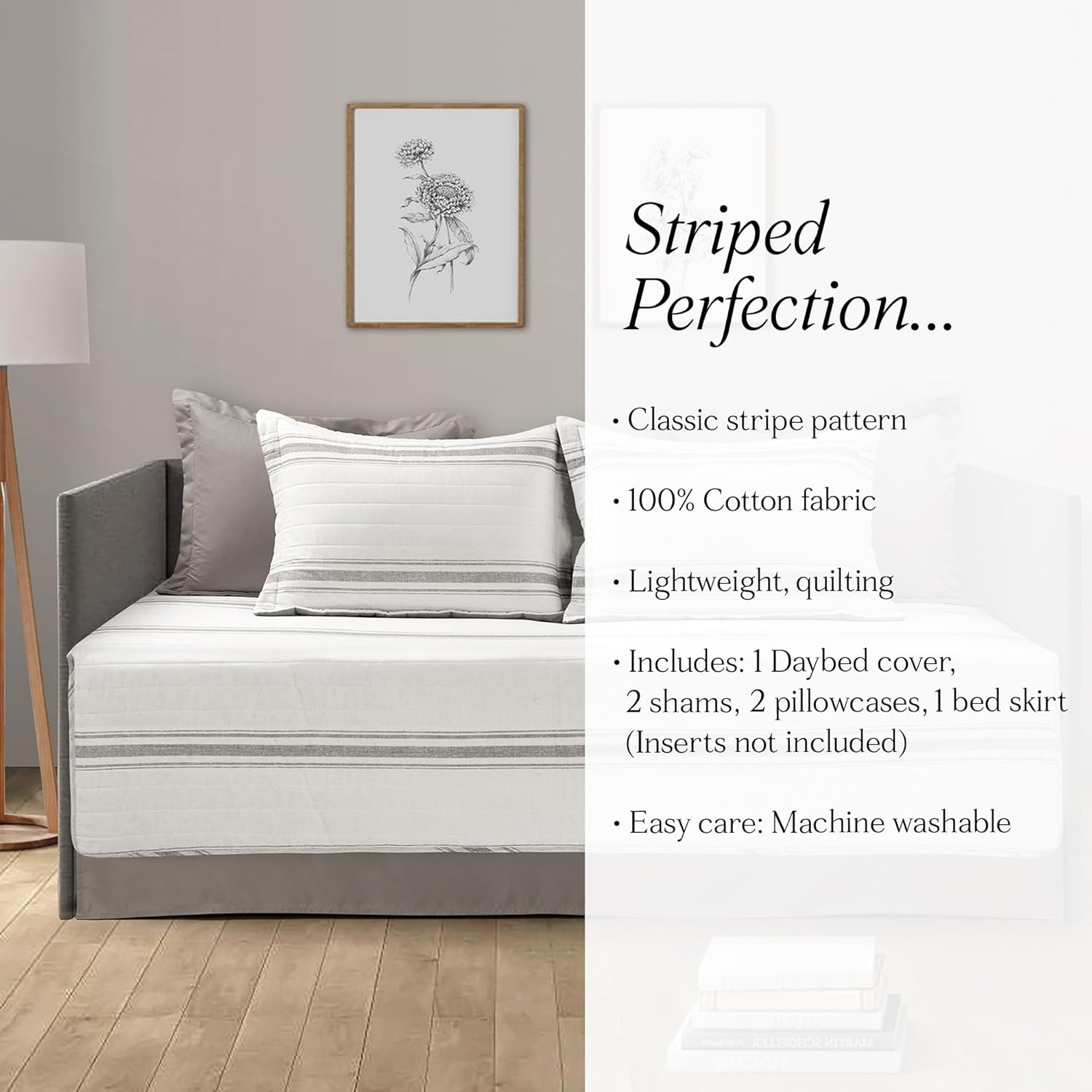 Lush Decor Farmhouse Stripe Daybed Cover Set