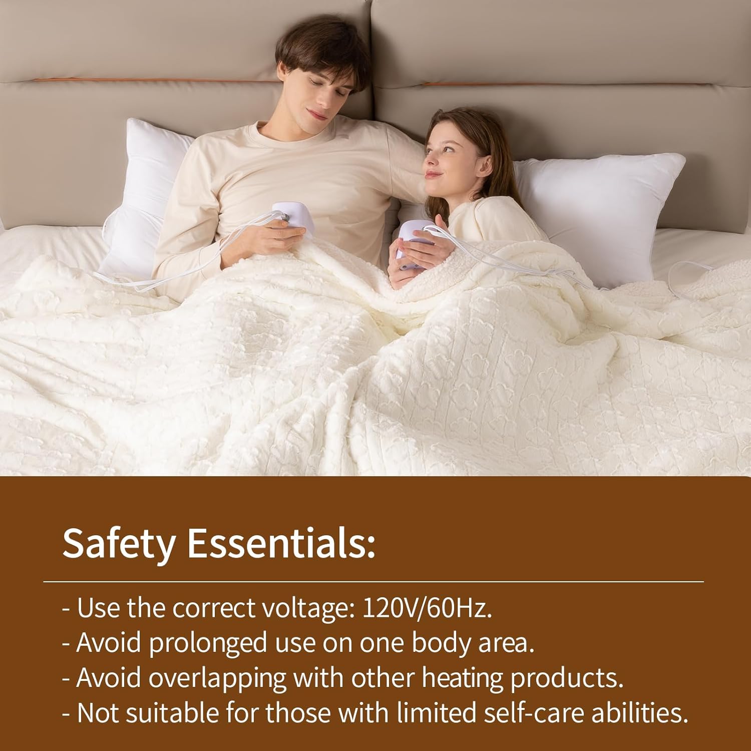 Bearhug King Size Electric Blanket 100 x 90 with Dual Controller