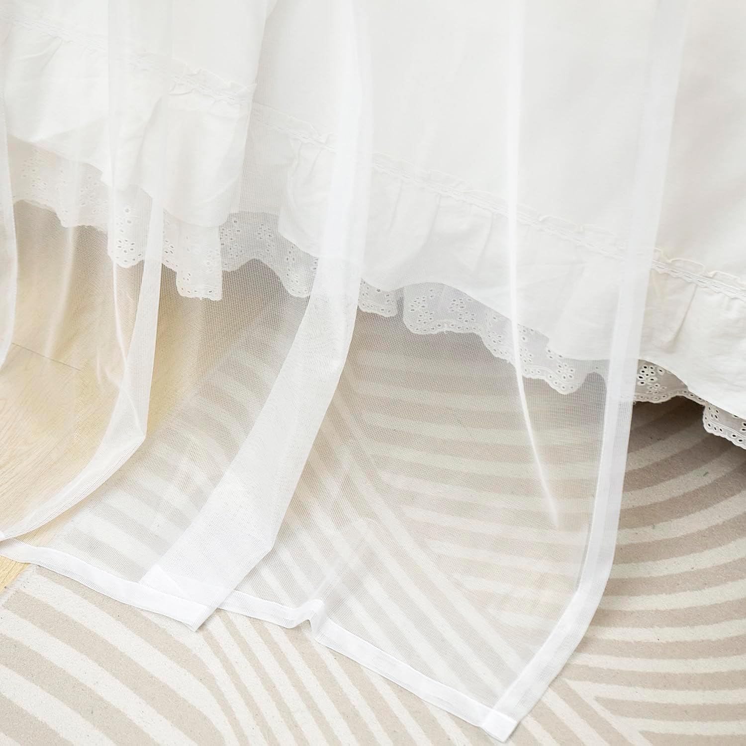 Mengersi Bed Canopy with Lights TwinTwin XL White