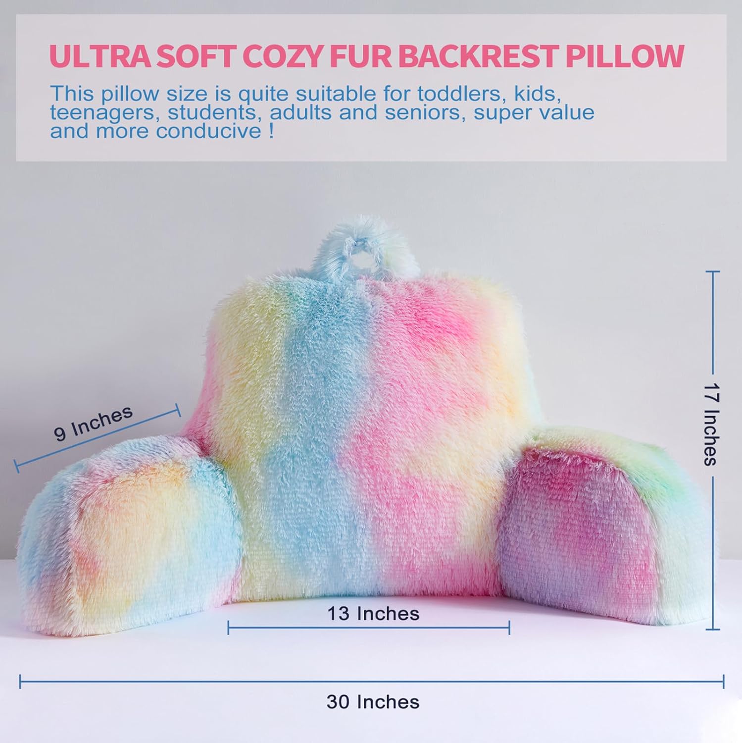 Fluffy Faux Fur Backrest Pillow for Kids and Teens