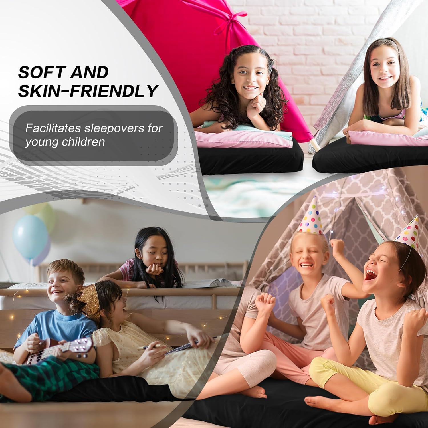 Breling Kids Fitted Sheets 2 Pcs for Air Mattress Sleepover Camping