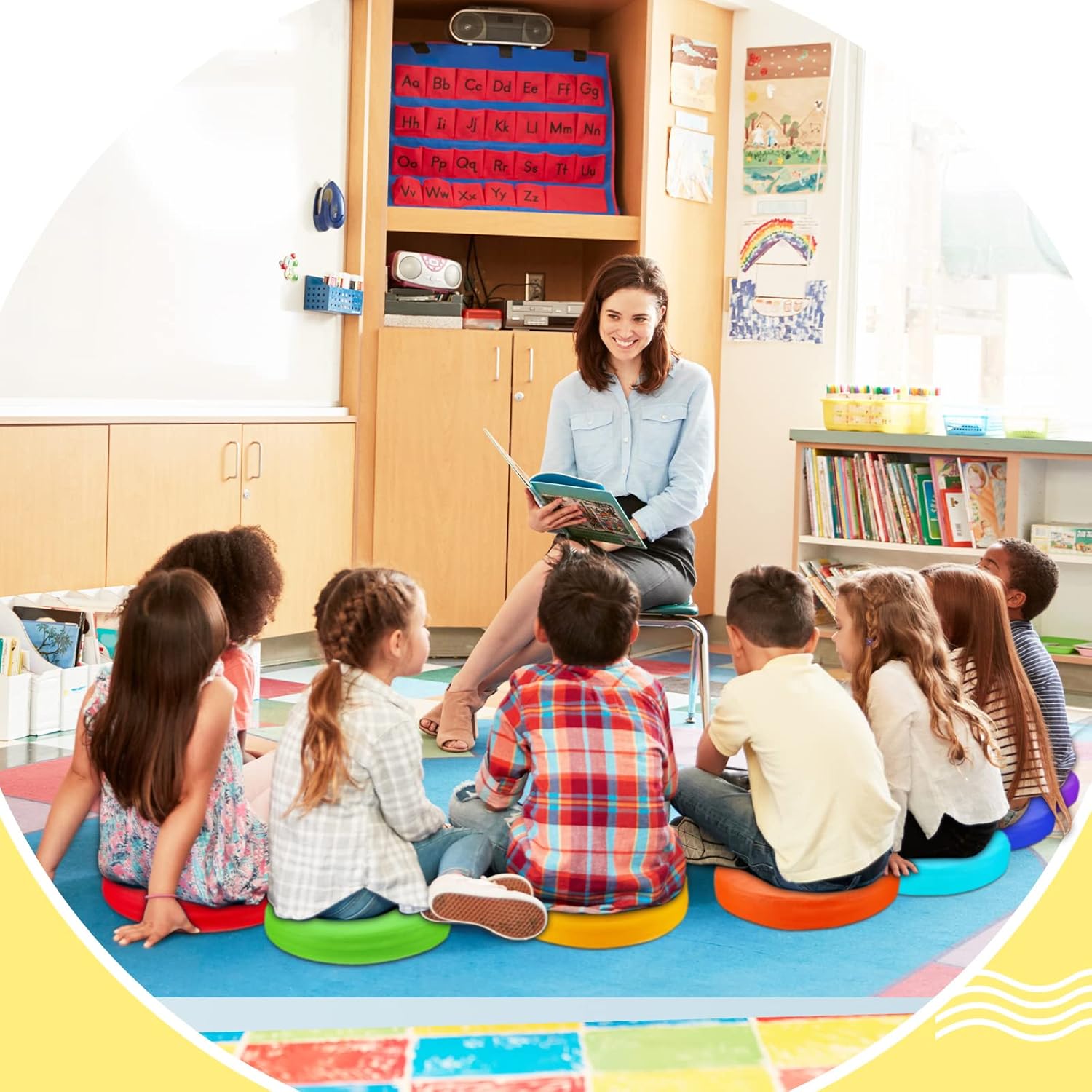 Marsui 8 Pcs Thick Floor Cushions for Classroom 1