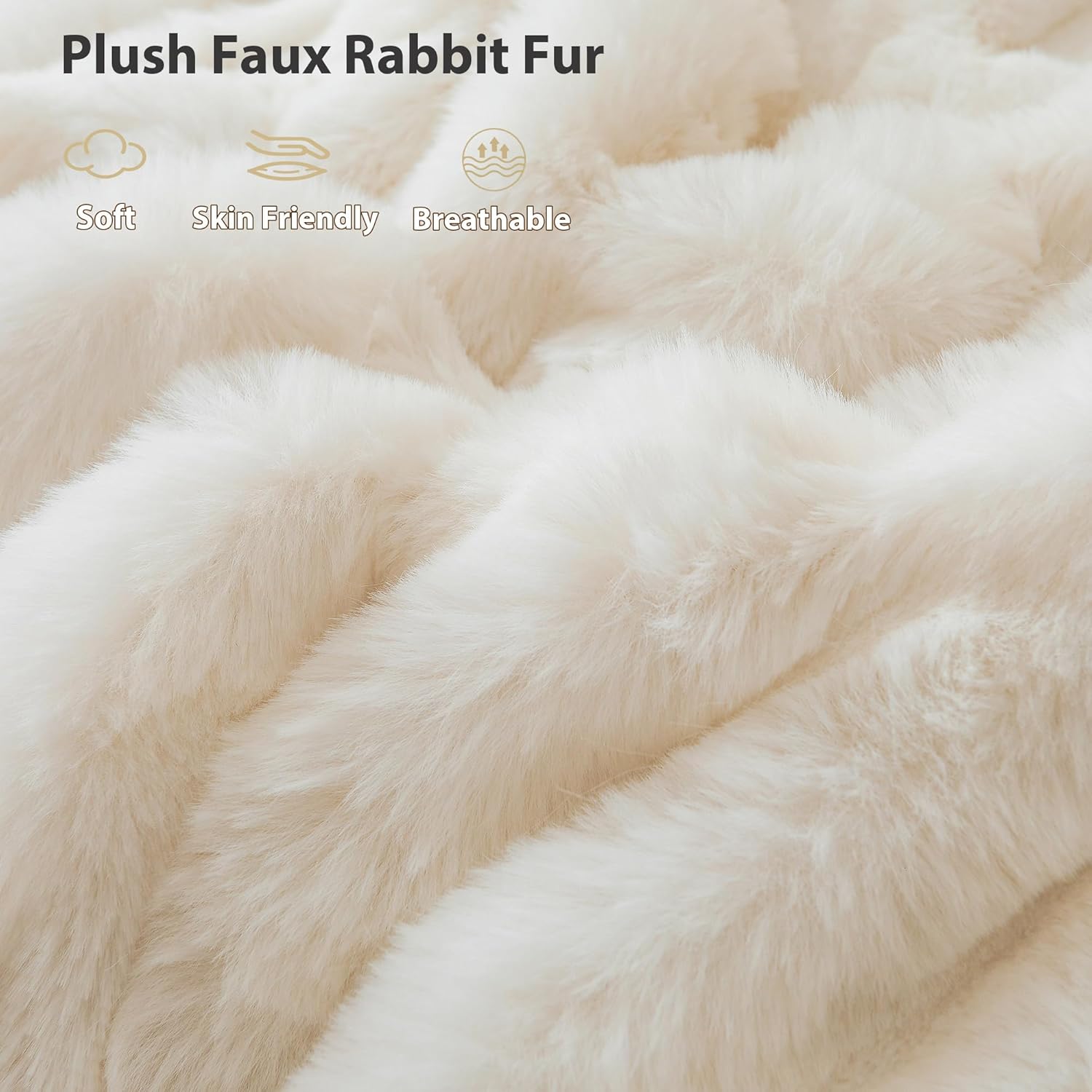 LIFEREVO Fluffy Faux Rabbit Fur Pillow Cover