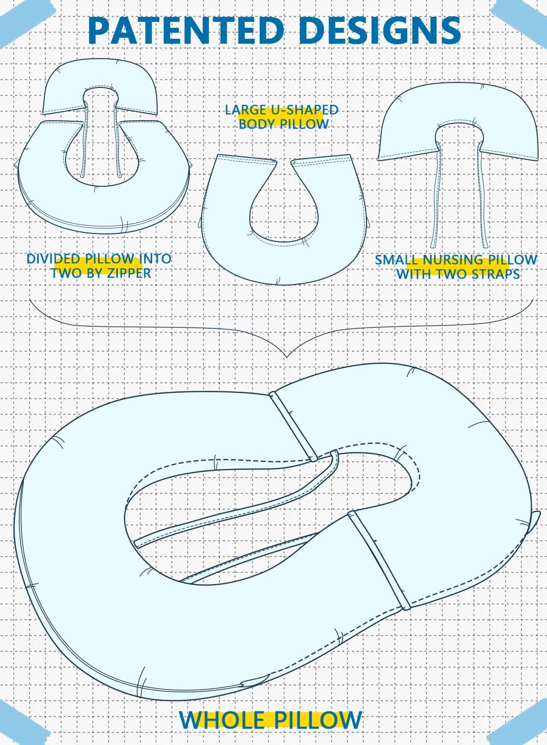 INSEN Reading Pillow Back Support Pillow for Bed Grey Jersey