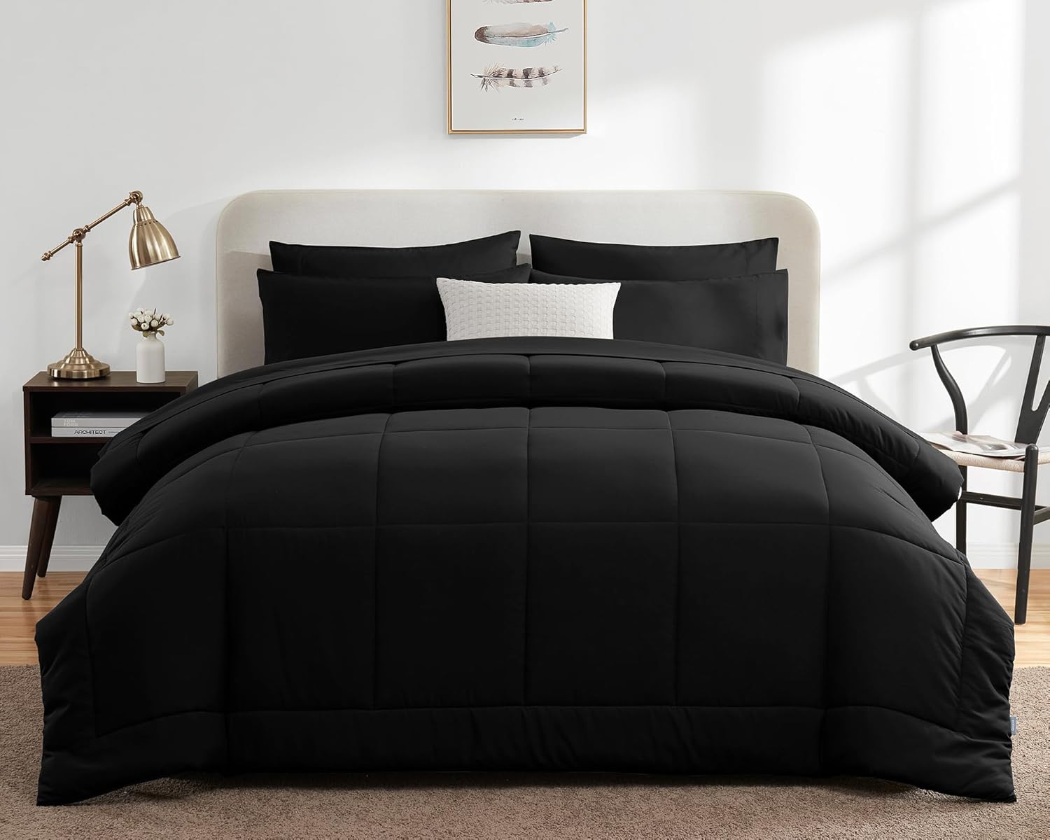 CozyLux Black Twin XL Comforter Set 5 Pieces 1
