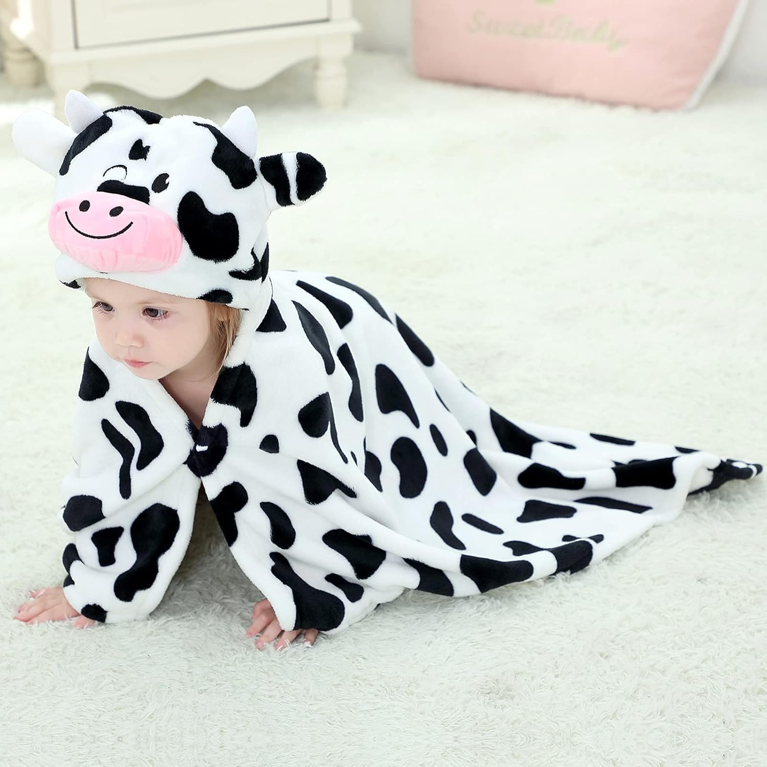 Arkwida Baby Hooded Towel with Hood Flannel Blanket for Kids