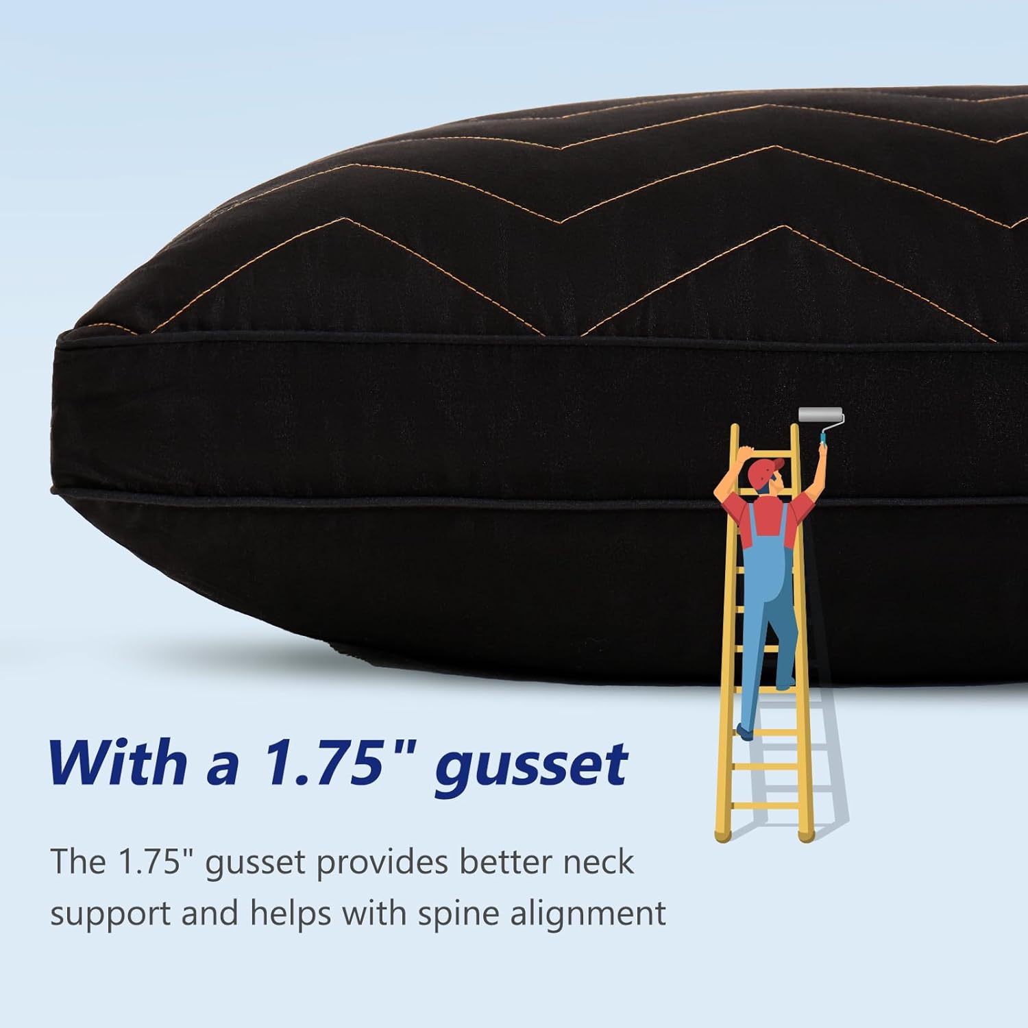 DOWNCOOL Quilted Memory Foam Body Pillow - 20x54 Inch Black