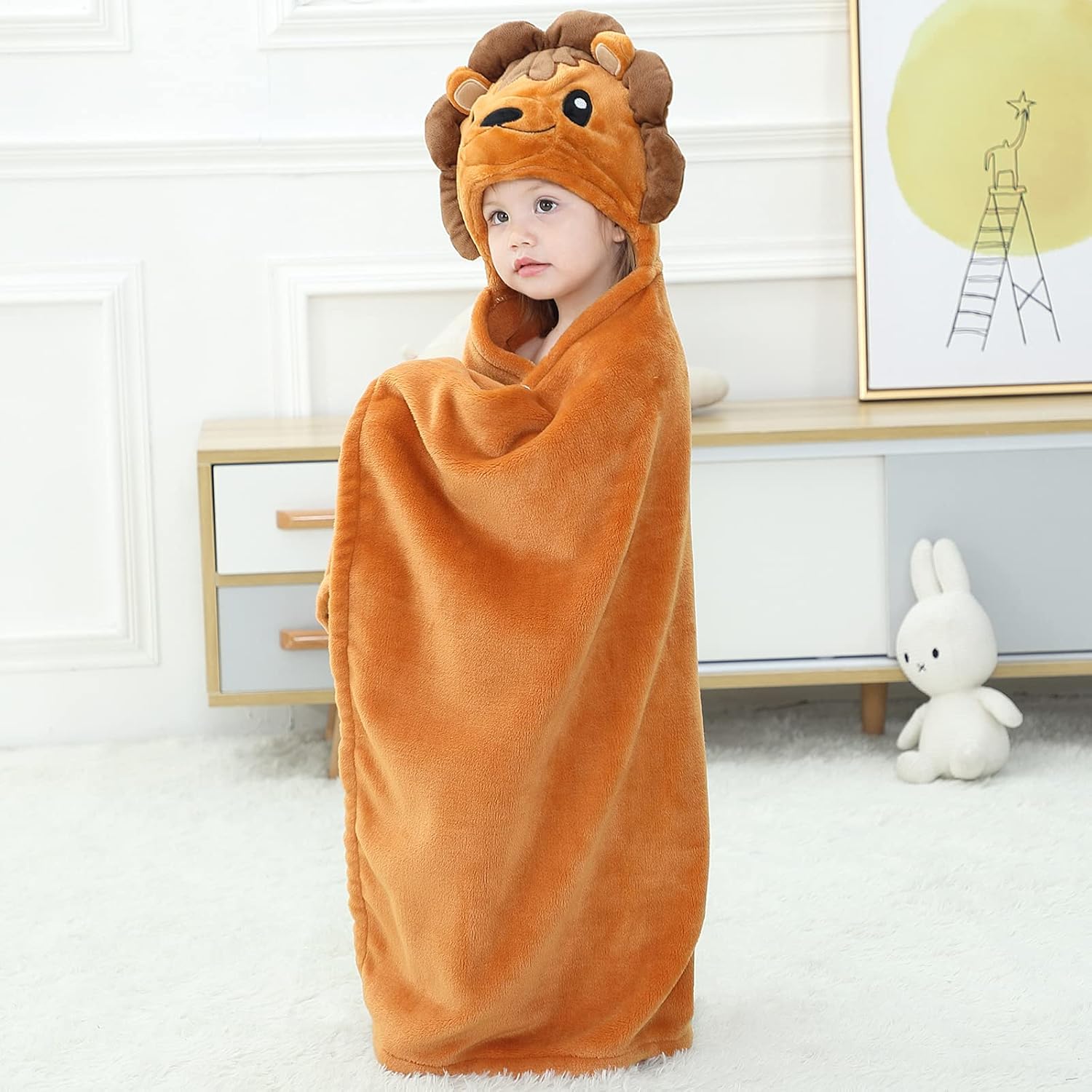 Arkwida Baby Bath Towel with Hood Flannel Blanket for Kids