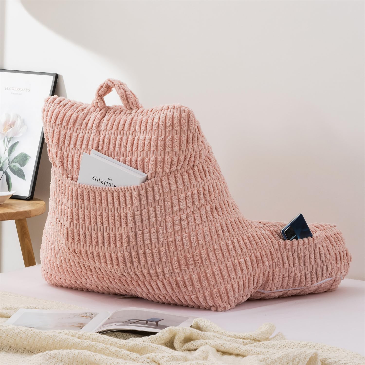 Holawakaka Reading Pillow with Arms - Light Pink