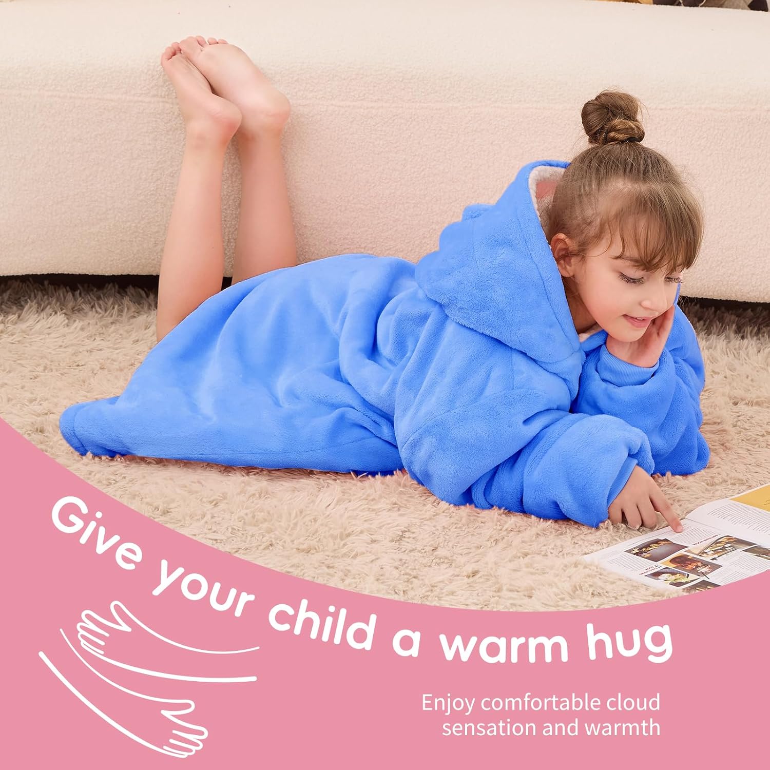 Yescool Wearable Blanket Hoodie for Kids