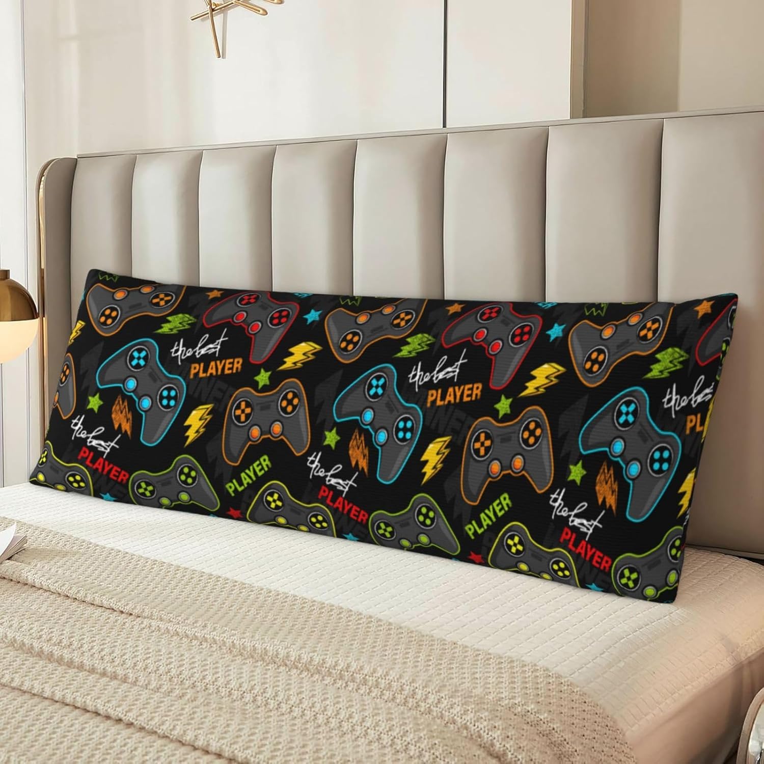 Gaming Body Pillow Case for Boys 20x60 Microfiber with Zipper