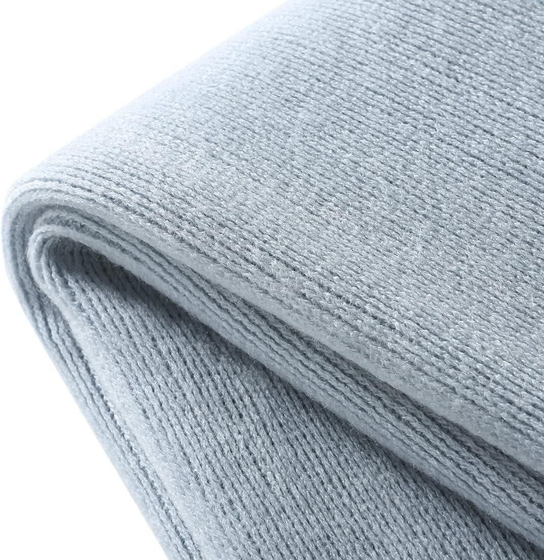 Homiest Light Blue Knitted Throw Blanket with Fringe 1