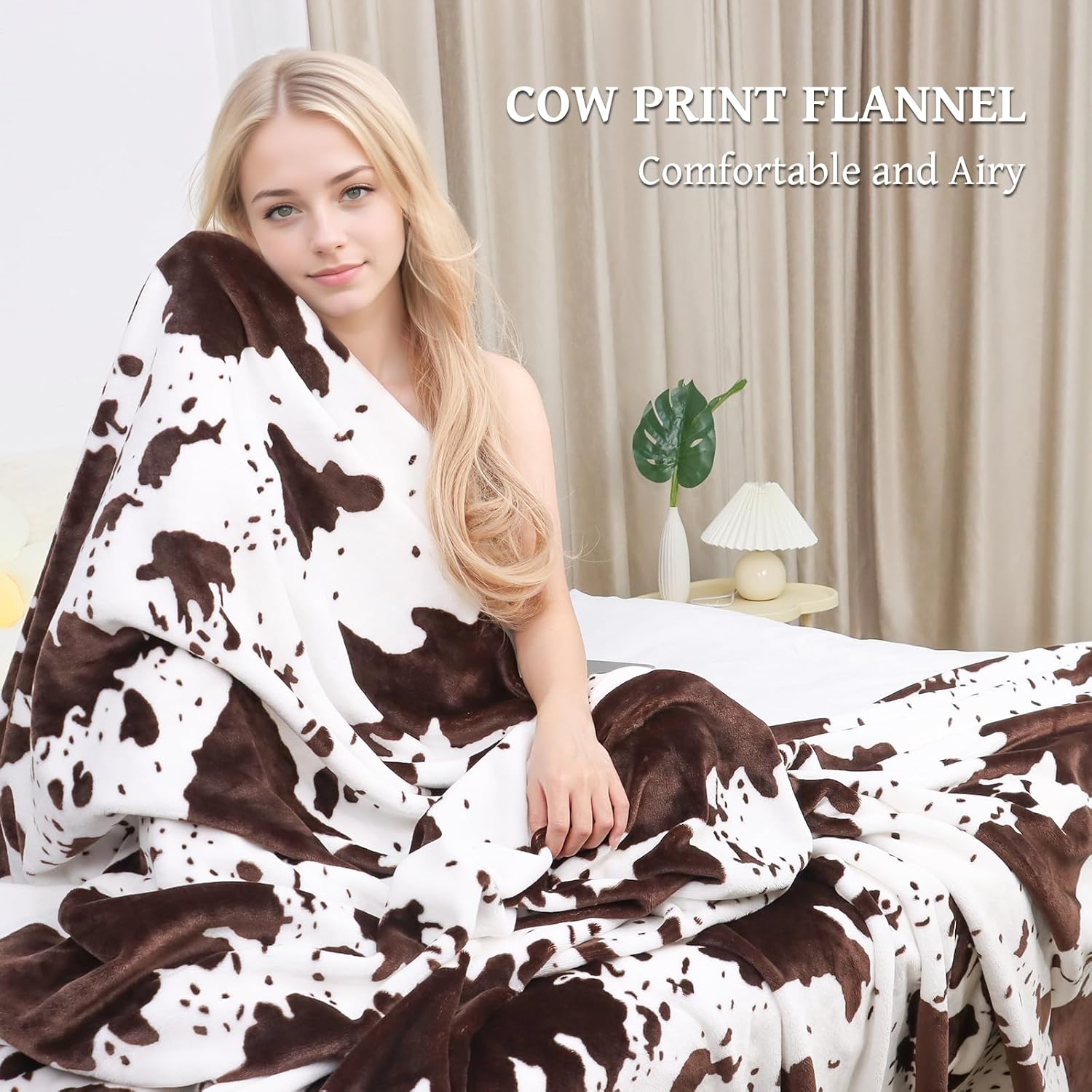 SEEGU Cow Print Fleece Throw Blanket Soft Warm