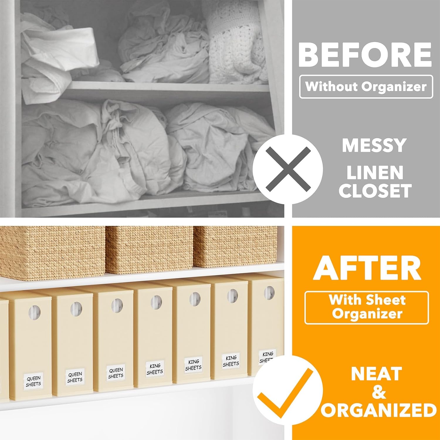 SpaceAid 8 Pack Bed Sheet Organizers for Linen Closet