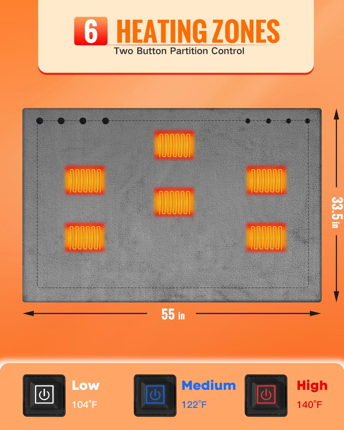 Diweez Cordless Heated Blanket with 3 Heat Levels