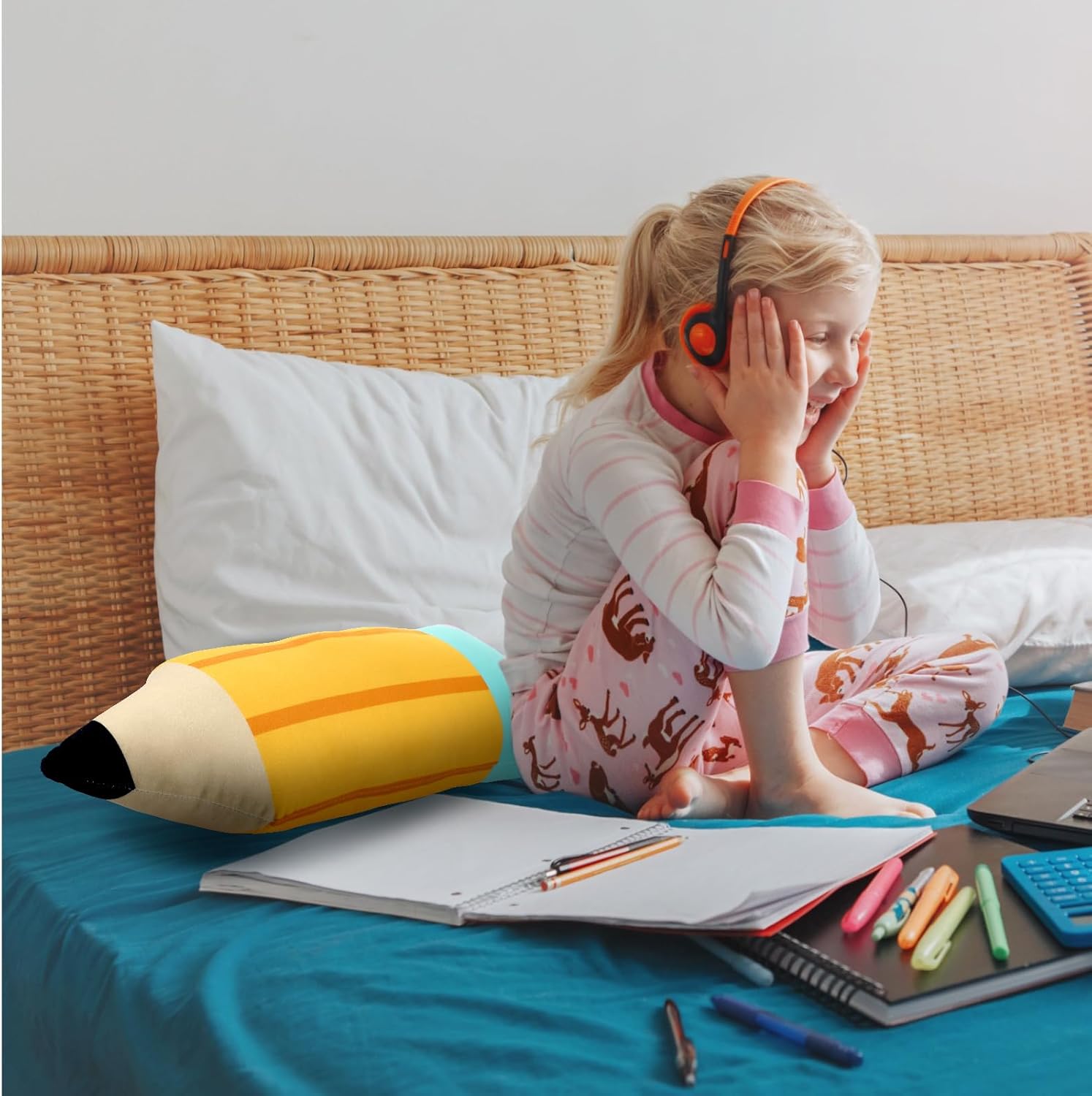 Cute Pencil Plush Pillow for Kids Classroom Decoration