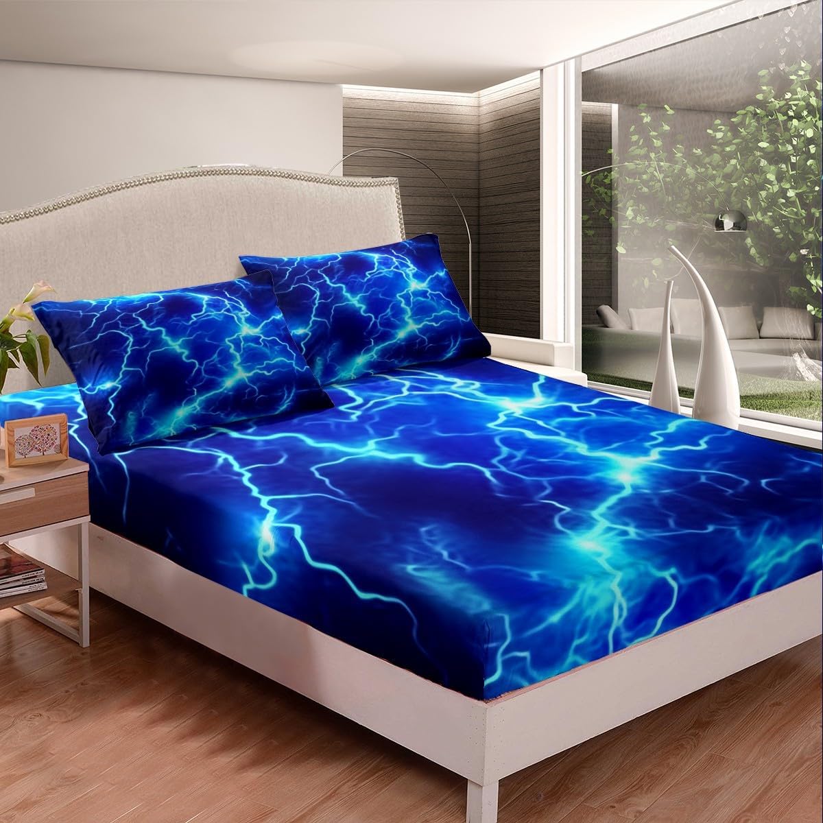 Feelyou Kids Blue Lightning Sheet Set with Pillow Case