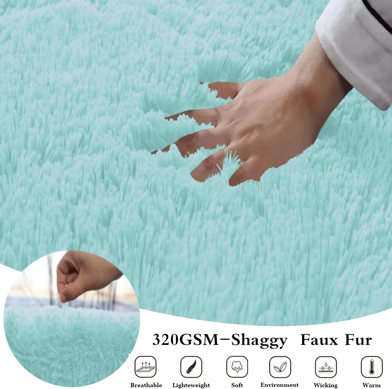 ROLJZTY Body Pillow Cover with Zipper - Aqua Blue