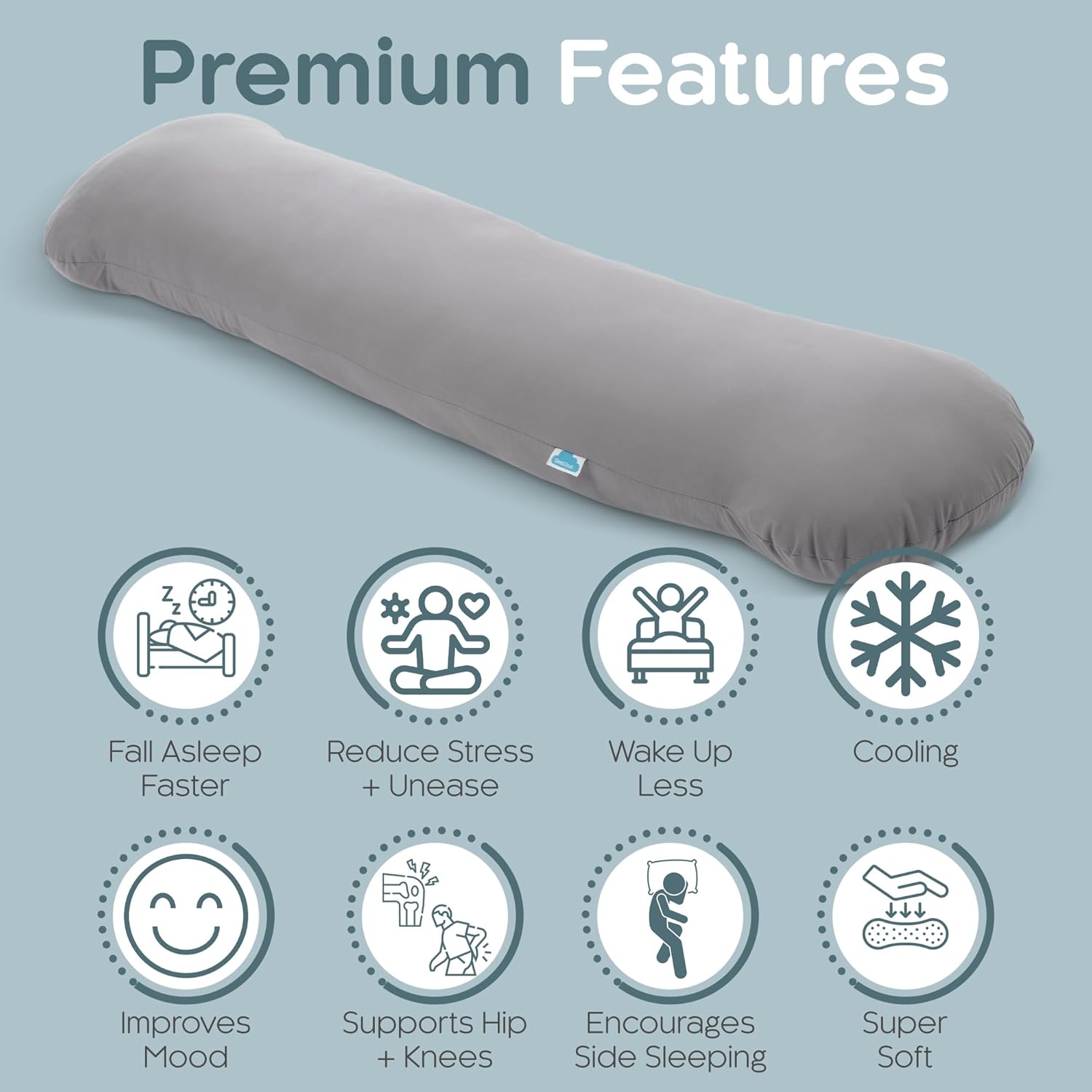 SleepCloud Weighted Body Pillow 65lbs for Deeper Sleep