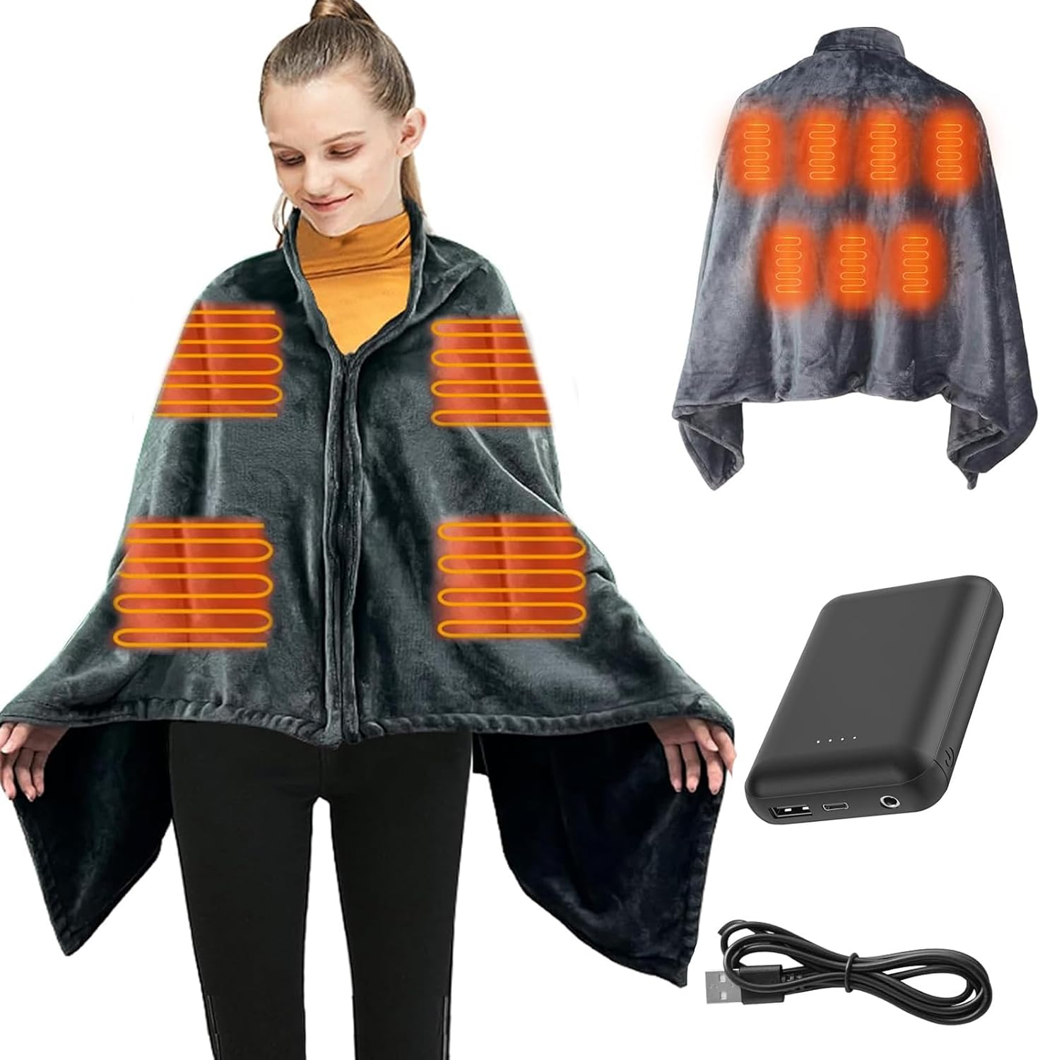 MIUPWULA Heated Throw Blanket with 10000mAh Power Bank
