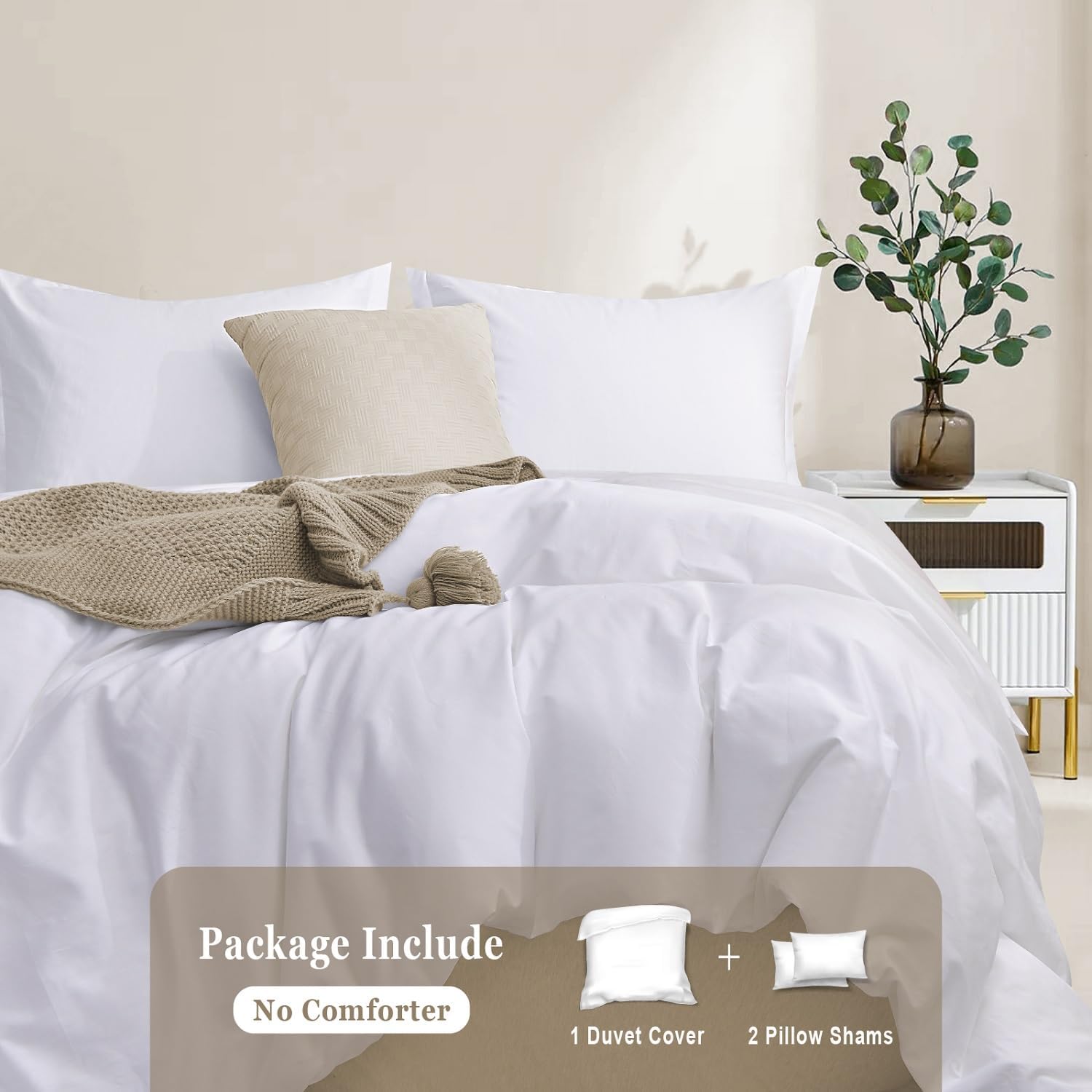 100 Cotton Duvet Cover Set Hidden Zipper QueenFull