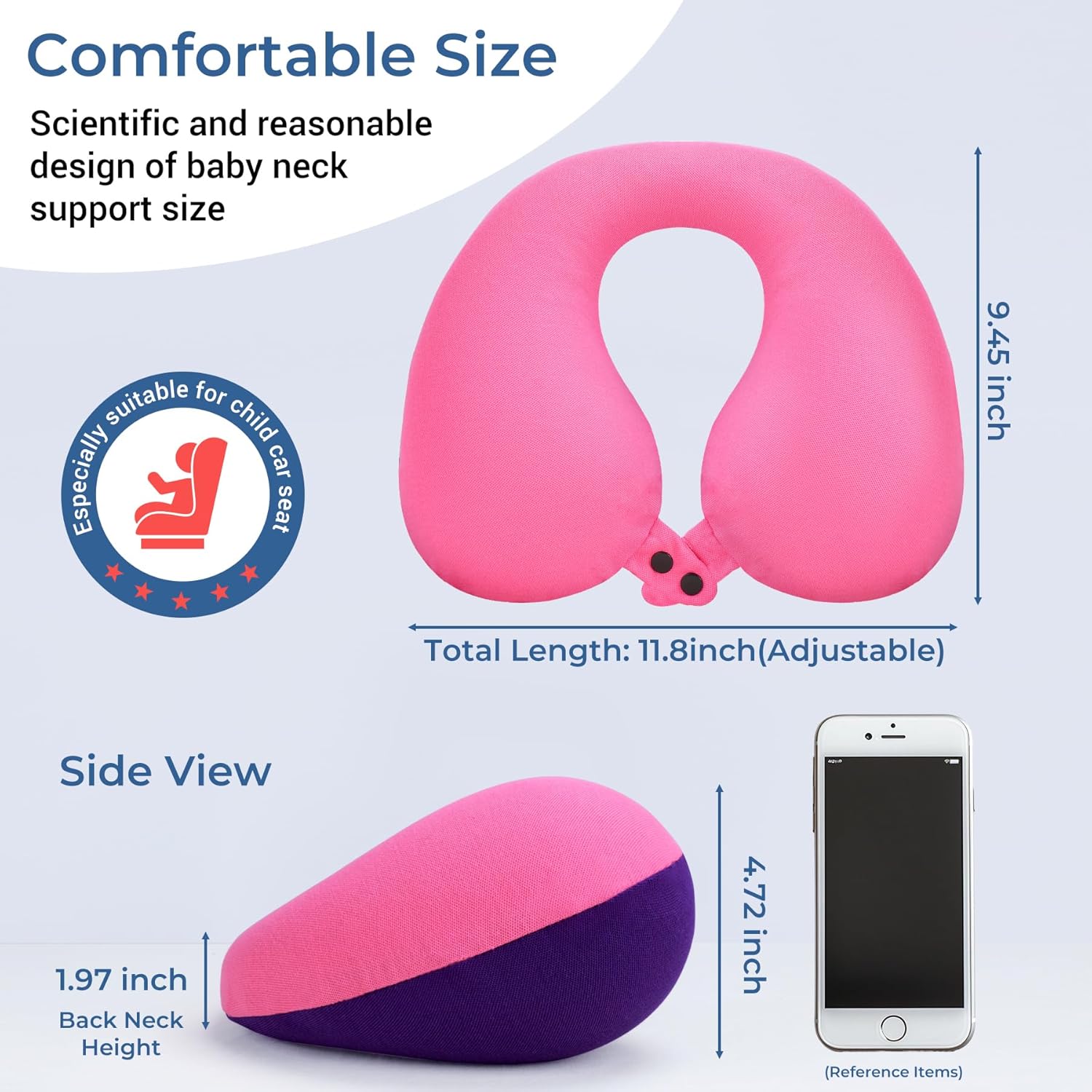 COOLBEBE Kids Travel Neck Pillow Pinkish Purple