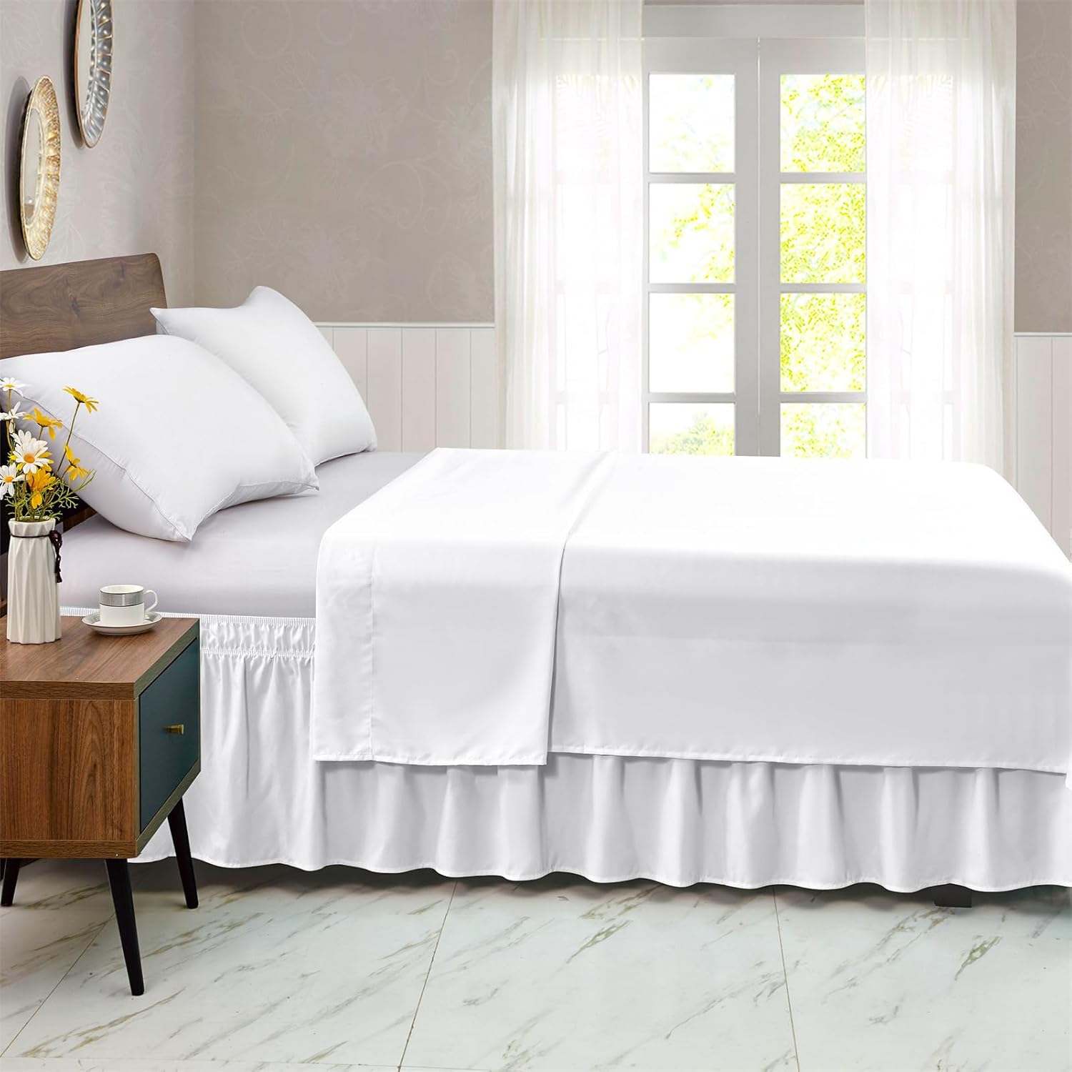 FreshCulture Queen Bed Skirt with Elastic Wrap 1