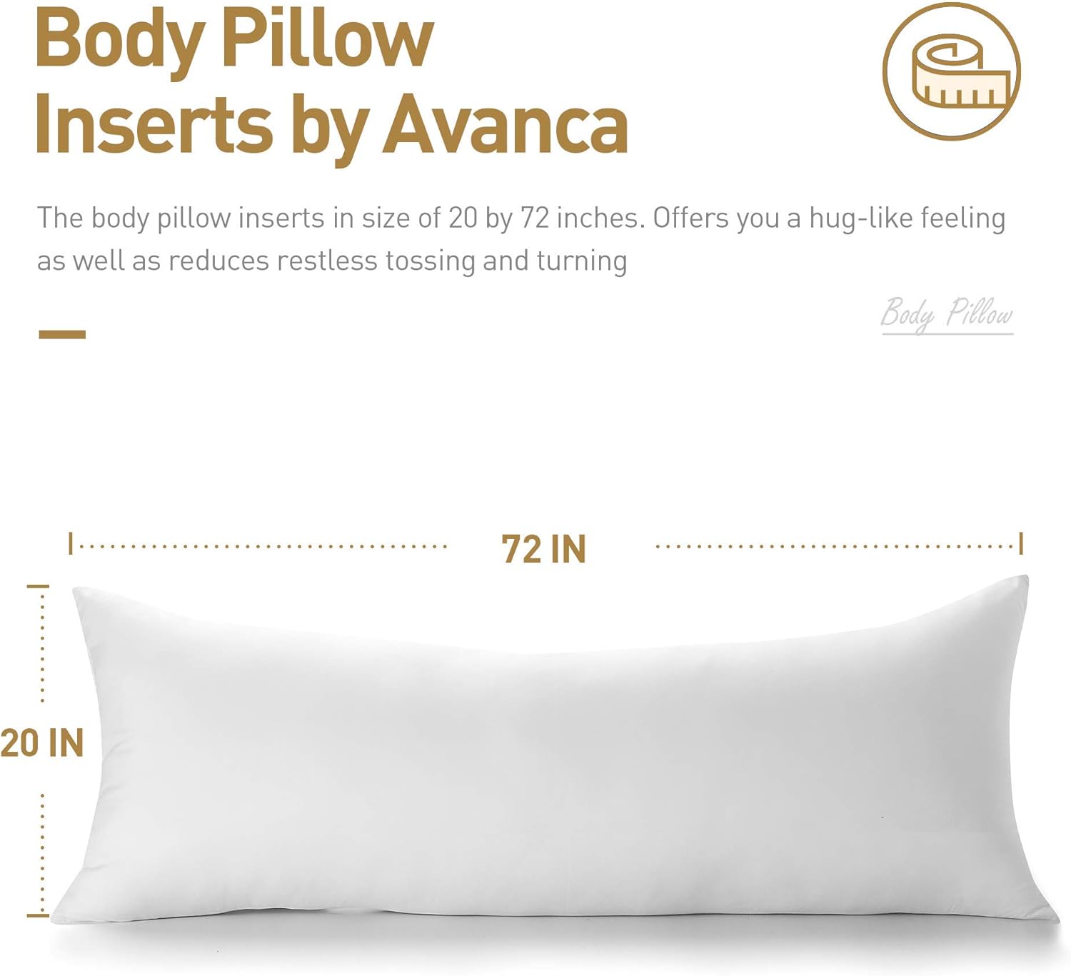 Acanva Fluffy Body Pillow Insert 20x72 White