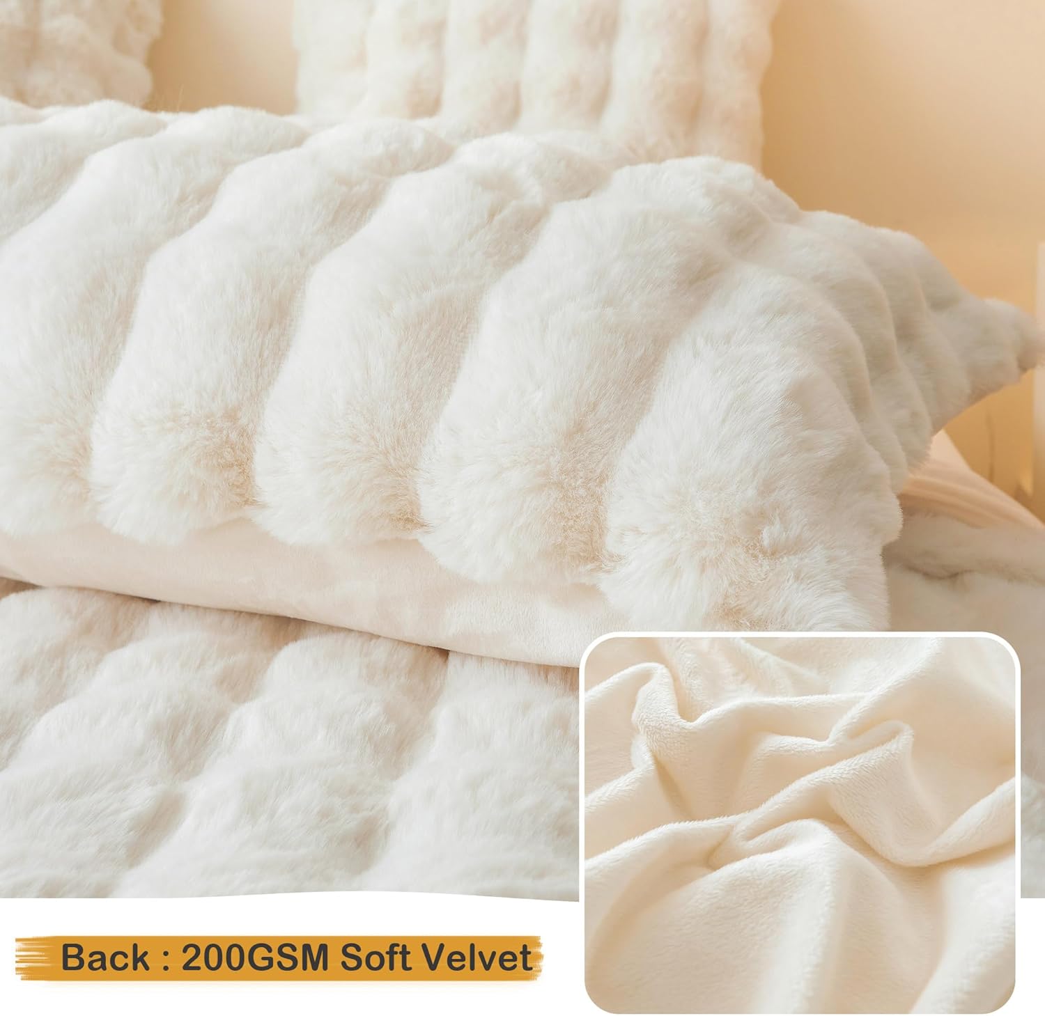 LIFEREVO Fluffy Faux Rabbit Fur Pillow Cover