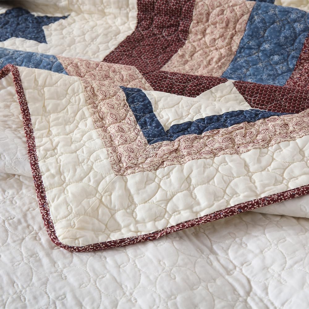 VISIMISI Cotton Bedding Quilt Set 3 Pieces Reversible Star Pattern