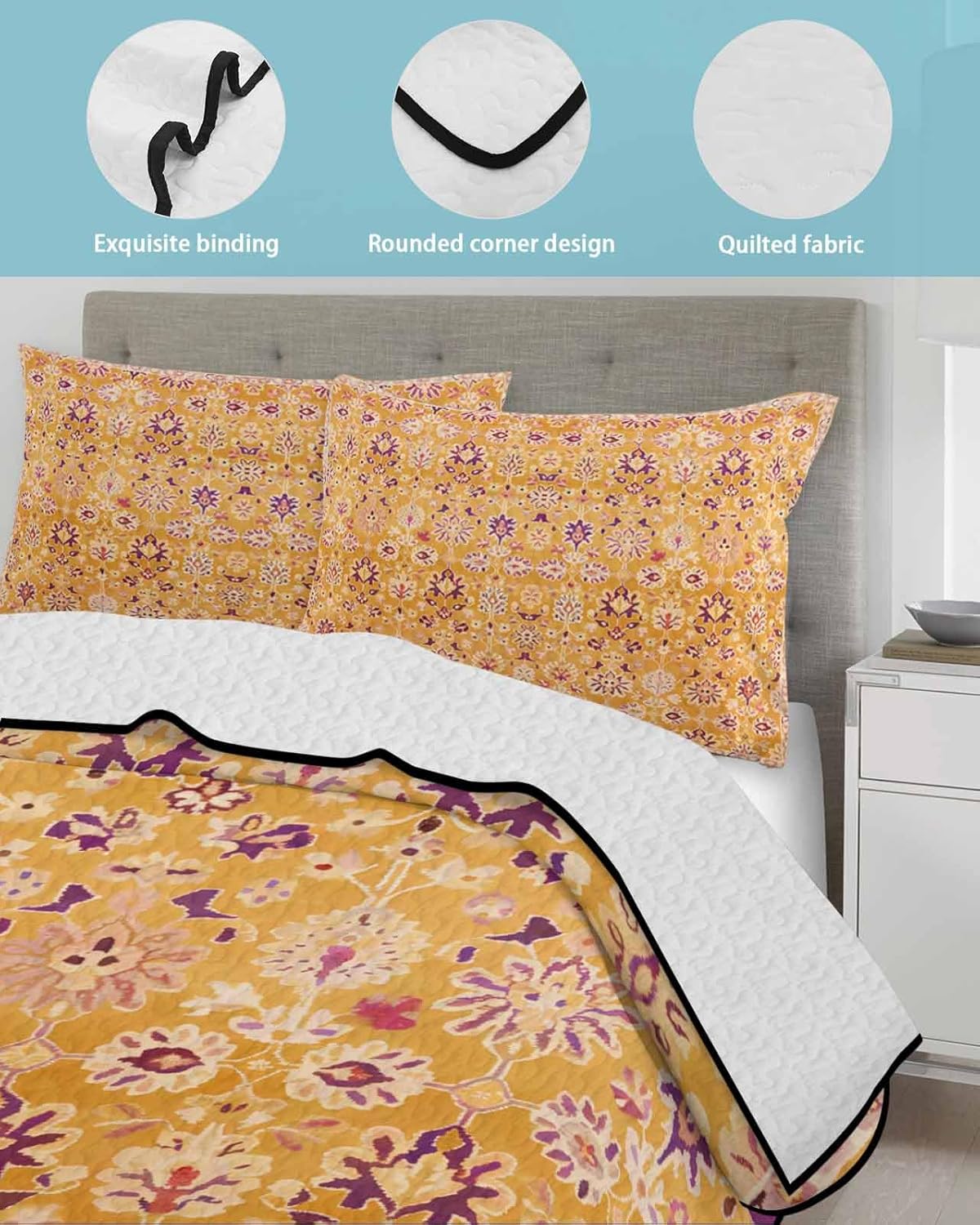 Stongaro Twin XL Quilt Set 3-Piece Lightweight Breathable Comforter