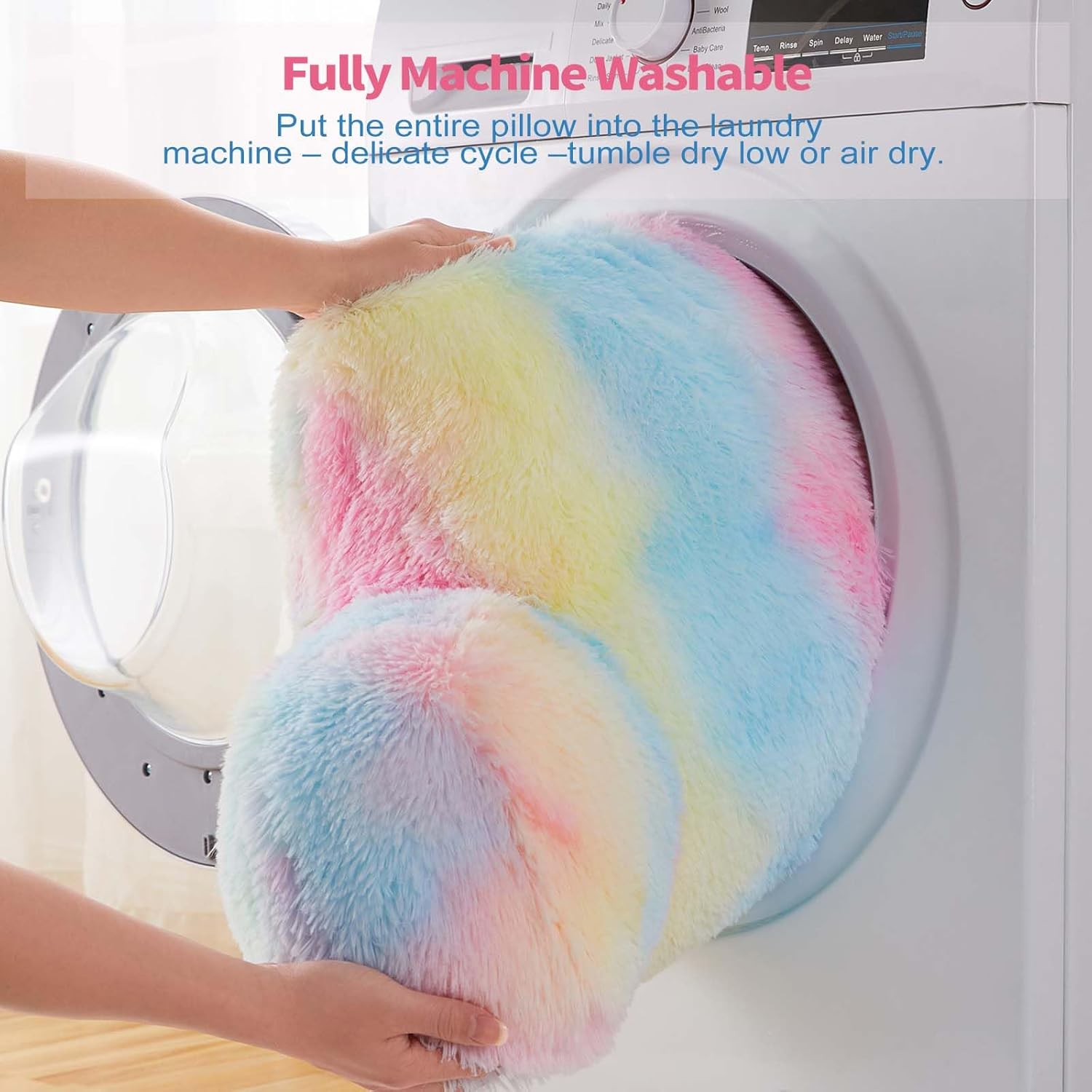 Fluffy Faux Fur Backrest Pillow for Kids and Teens