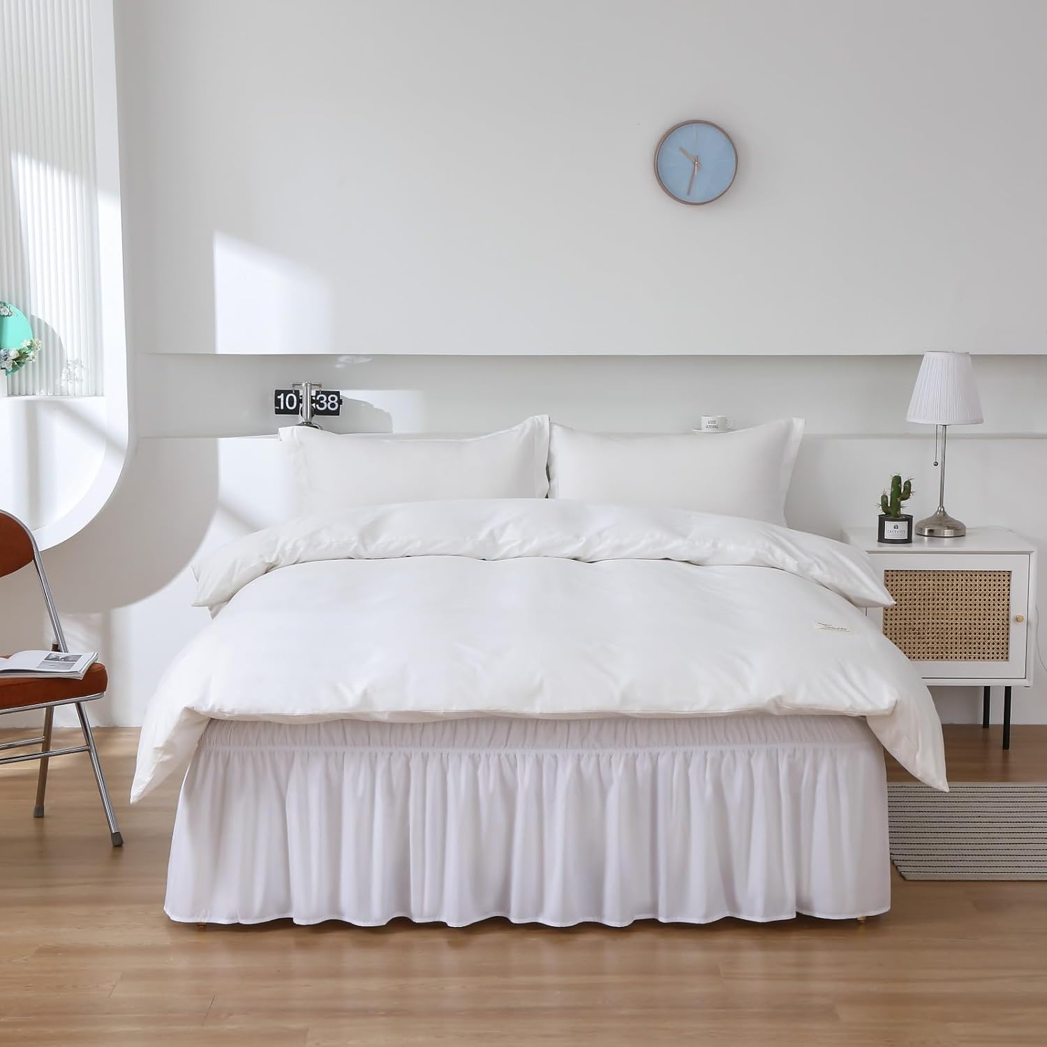 MEILA Wrap Around Bed Skirt with Three Fabric Sides