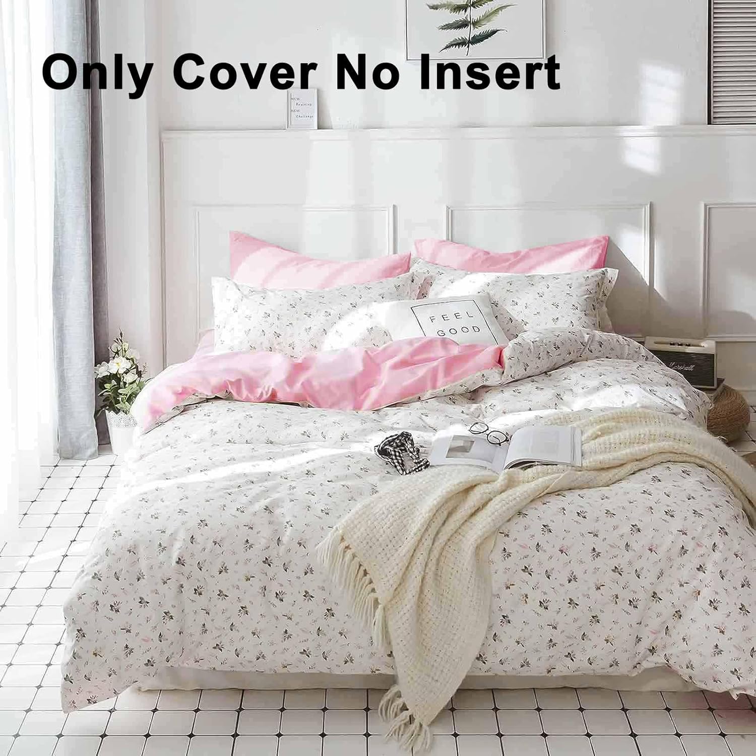 Faincy Pink White Duvet Cover Set 3 Pcs Queen Size