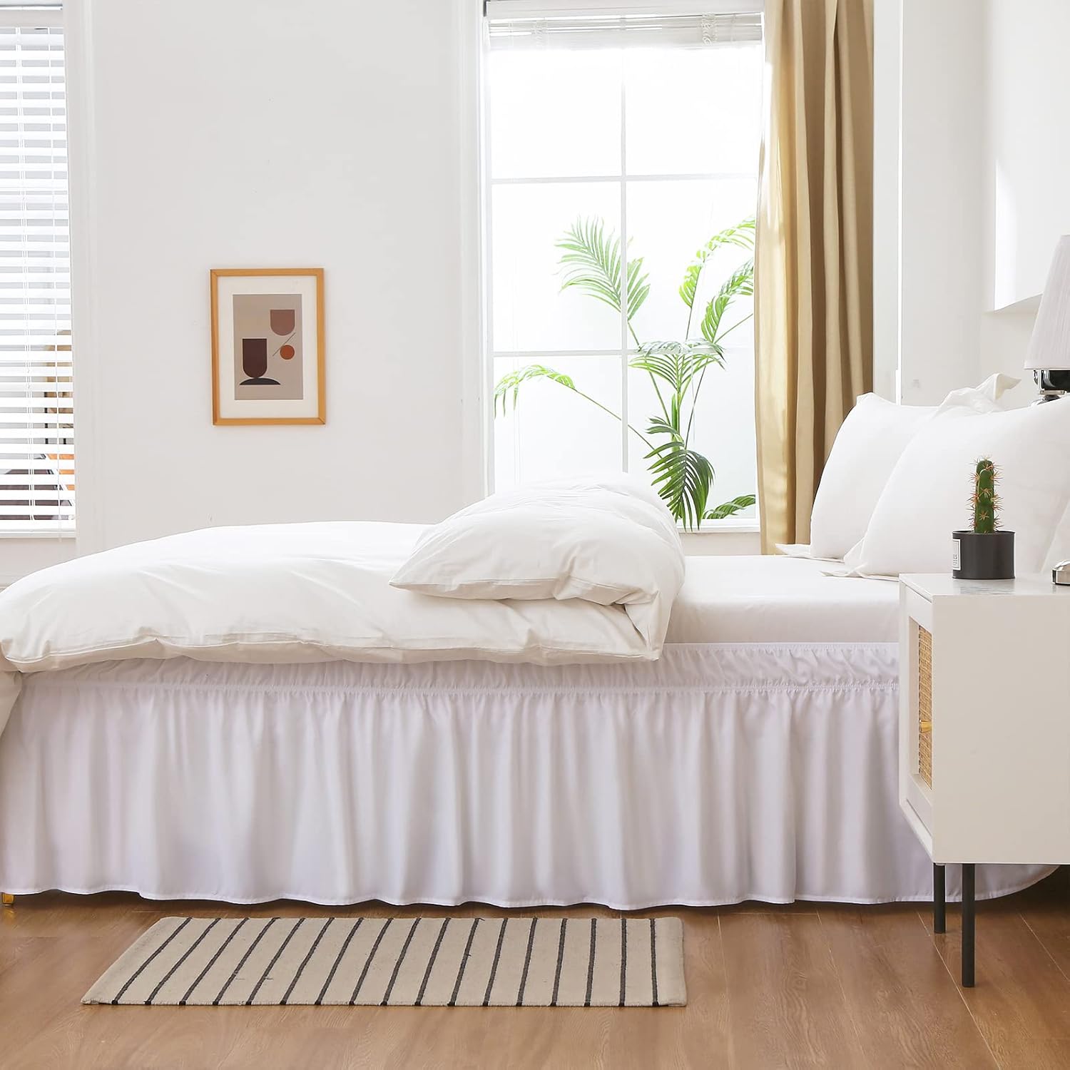 MEILA Wrap Around Bed Skirt with Three Fabric Sides
