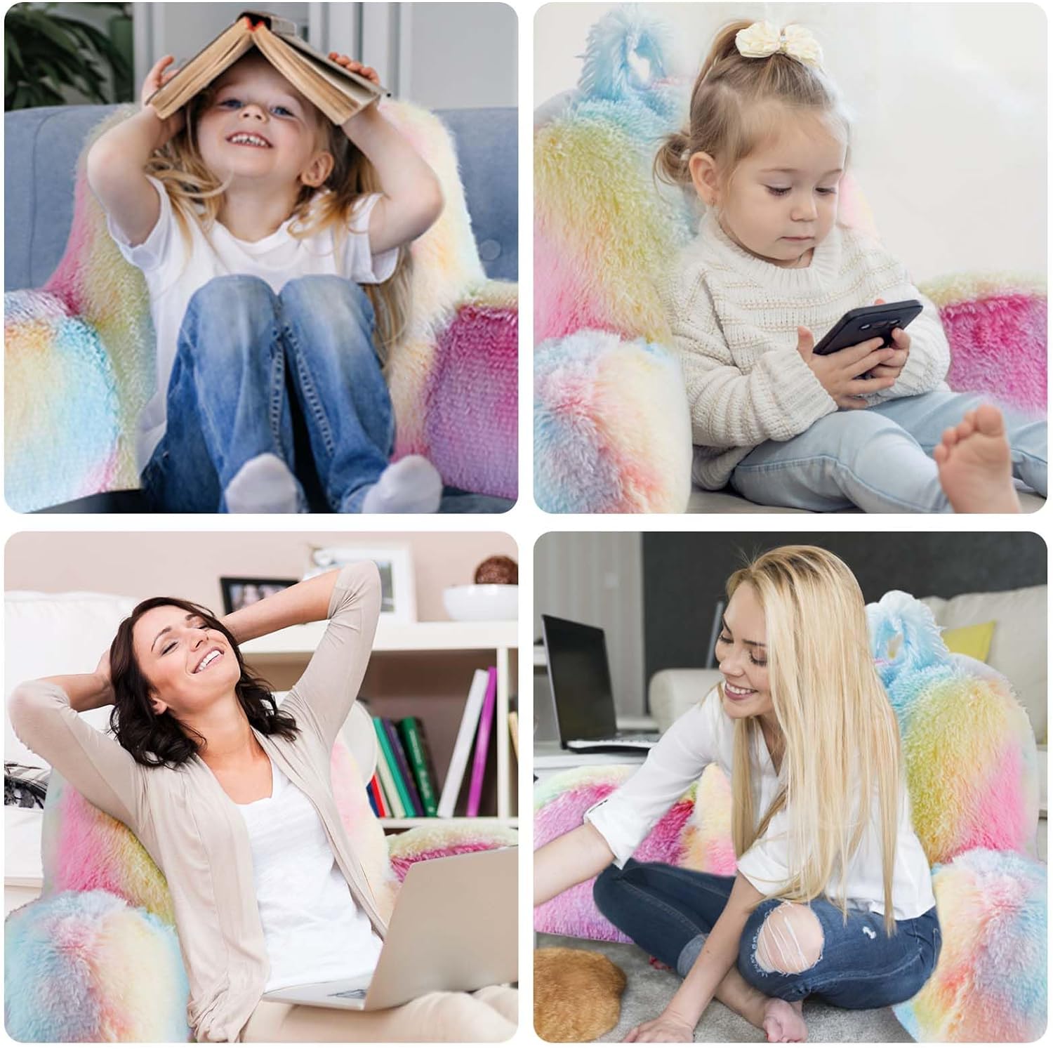 Fluffy Faux Fur Backrest Pillow for Kids and Teens