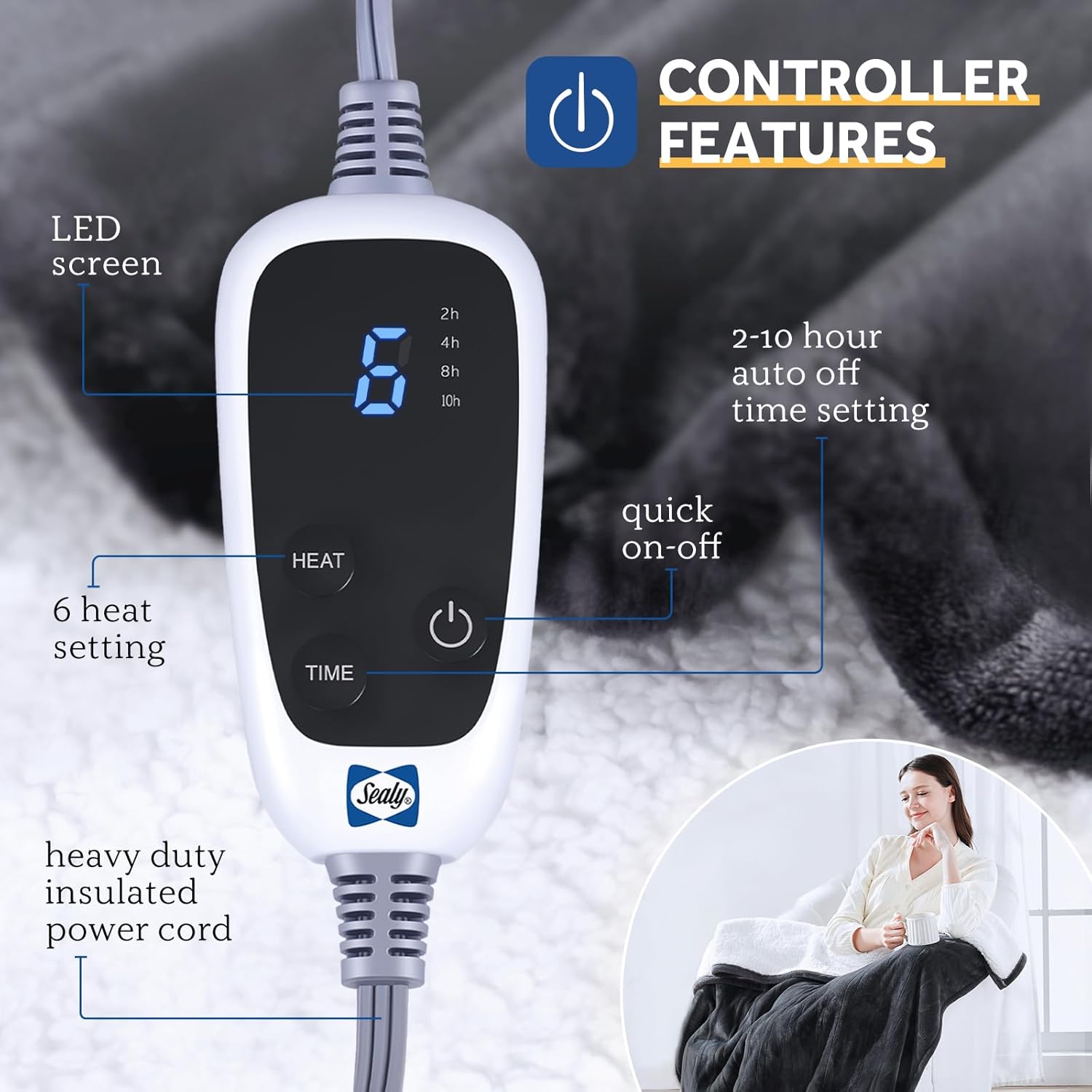 Sealy Electric Blanket with Foot Pocket for Adults