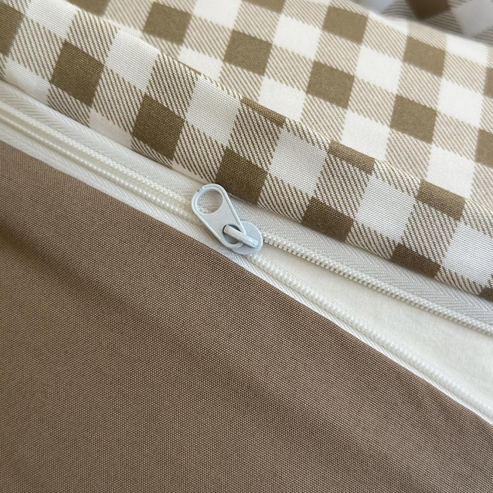 Twin Grid Gingham Duvet Cover Set - Washed Microfiber